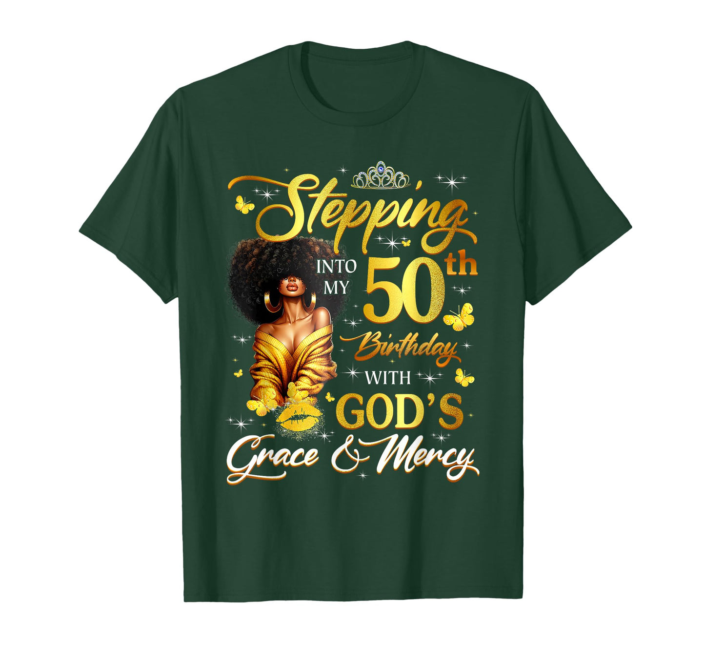 Stepping Into My 50th Birthday Black Queen Bday T-Shirt