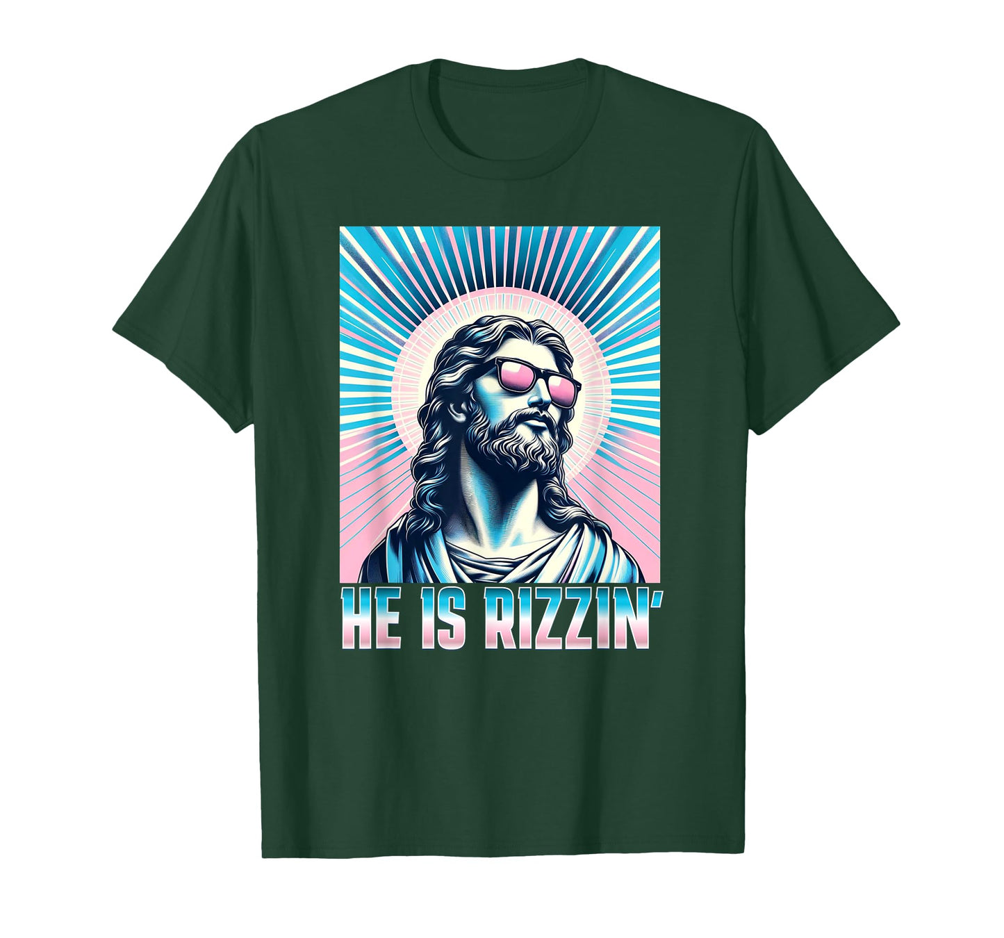 Resurrection Funny Easter Rizz Sunglasses He is Rizzin Jesus T-Shirt