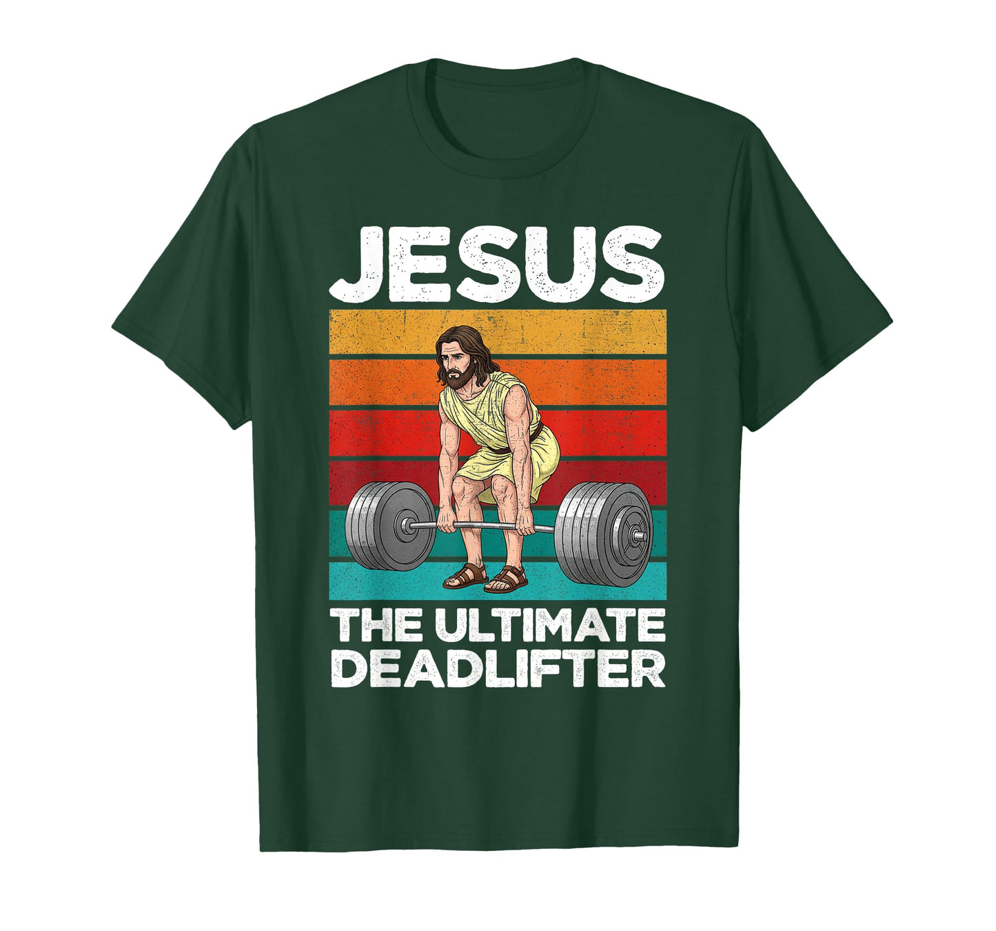Vintage Jesus The Ultimate Deadlifter Funny Gym Bodybuliding T-Shirt