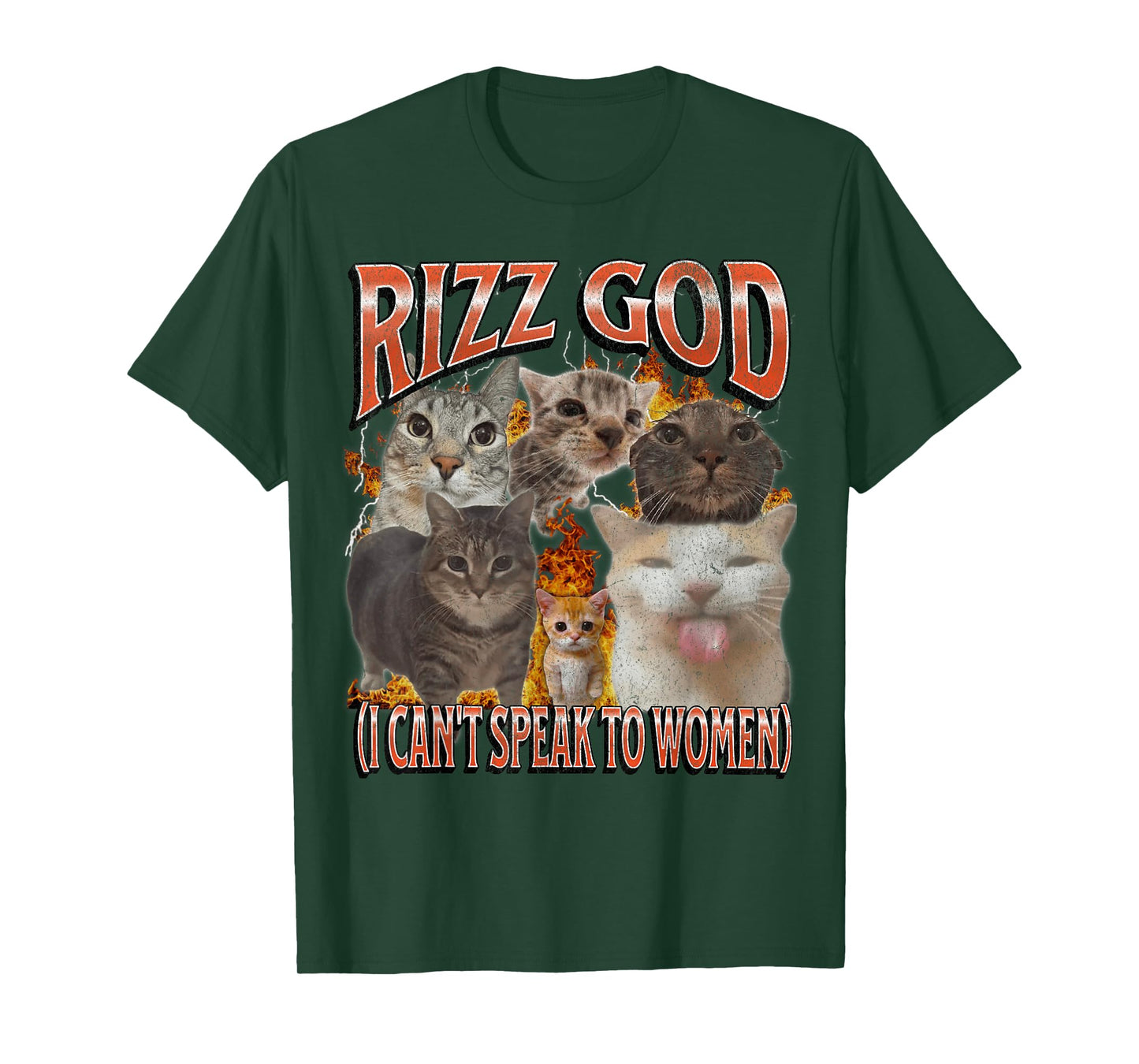 Rizz God I Can't Speak To Women Funny Cat Meme Bootleg T-Shirt