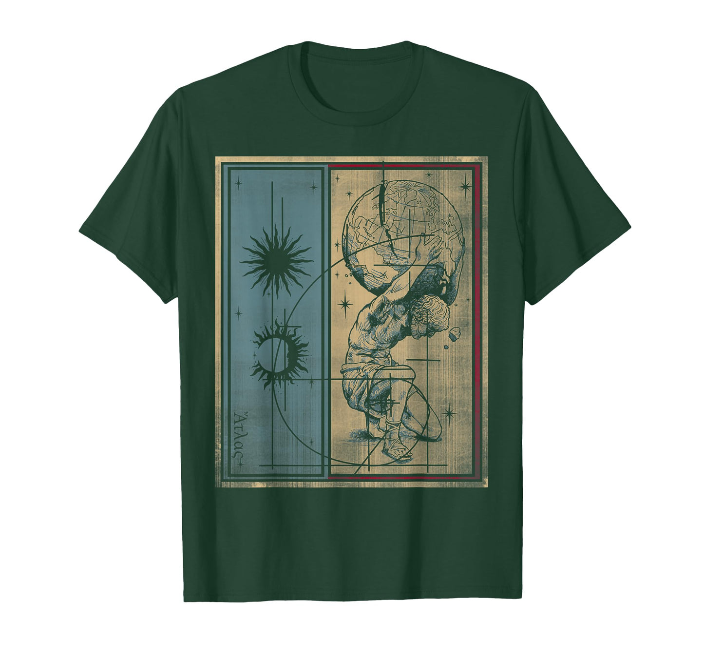 Gods and Heroes Atlas Ancient Titan Greek Mythology Vintage T-Shirt