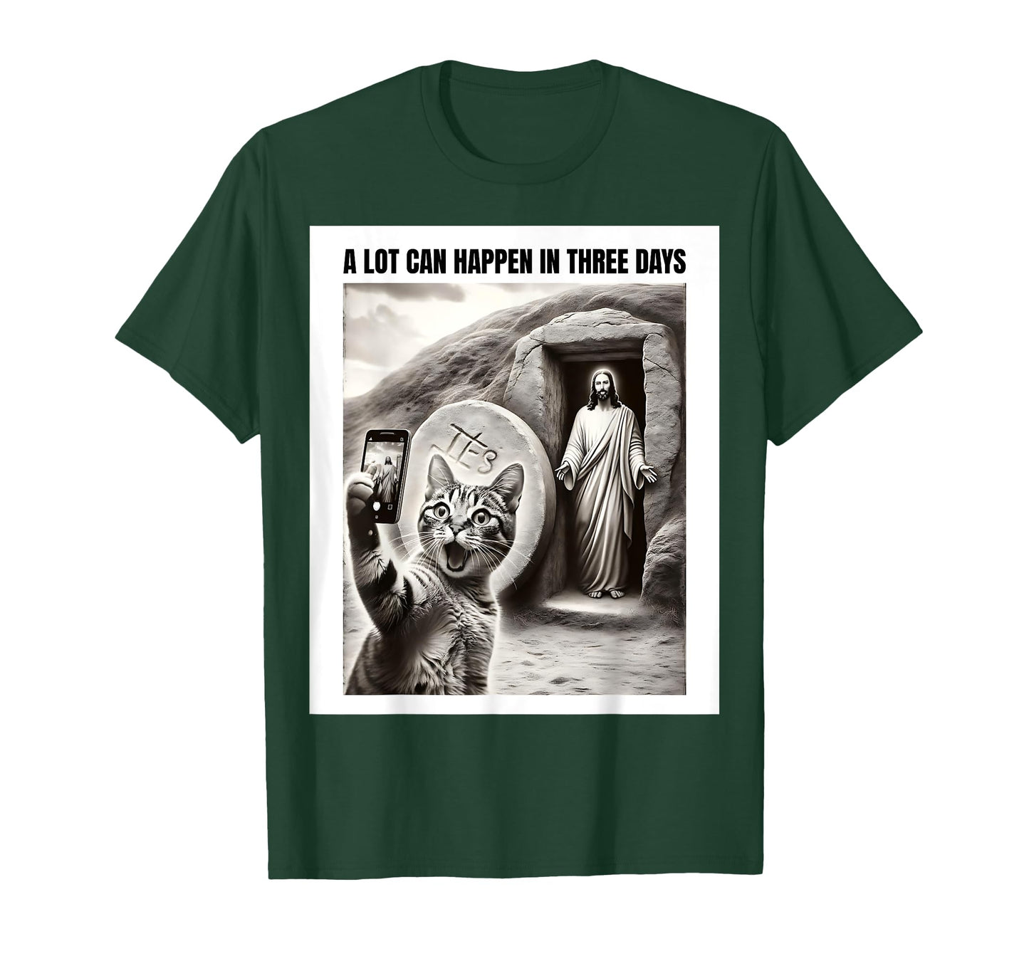 Easter Meme Cat Taking Selfie Jesus Resurrection Christian T-Shirt for Men Women Girls Kids