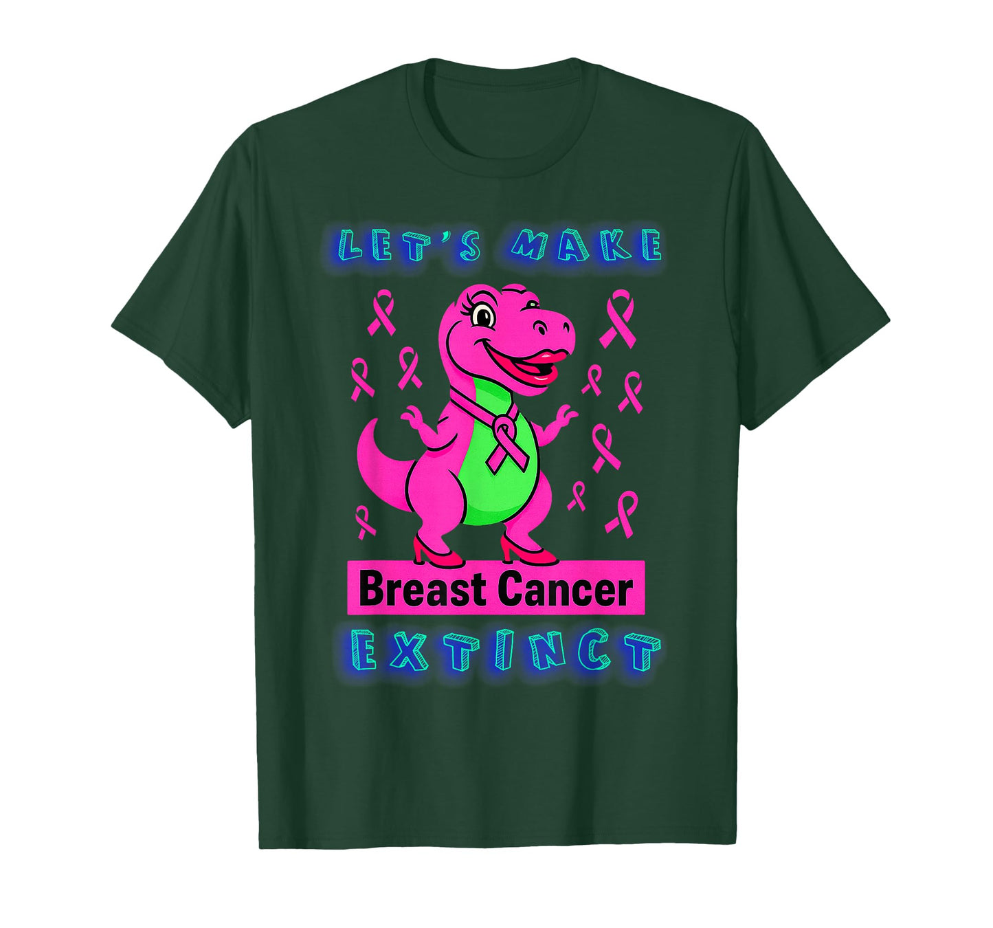 Funny Dinosaur Let's Make Breast Cancer Extinct Awareness T-Shirt