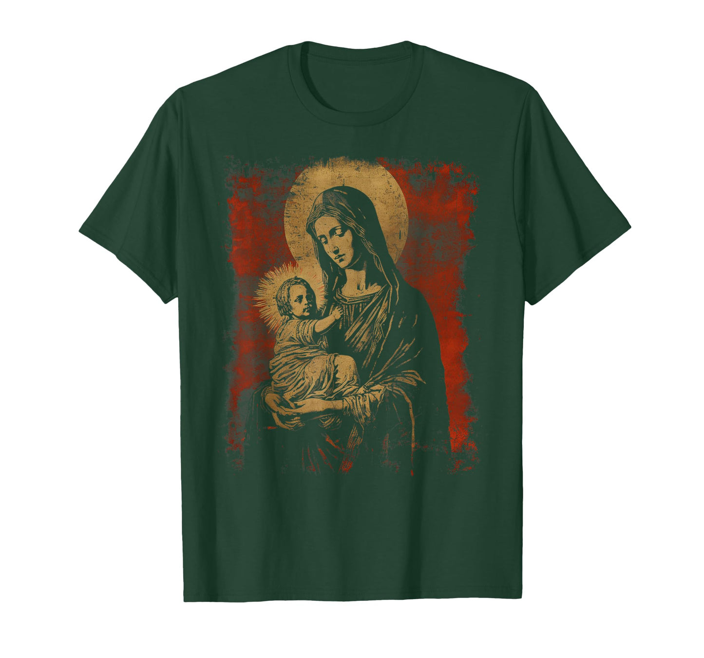 Mary & Jesus Retro Distressed 90s Goth Grunge Vibes Graphic T-Shirt