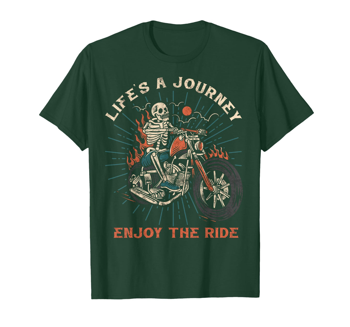 Life is a Journey Enjoy the Ride Motorcycle Biker Skeleton T-Shirt