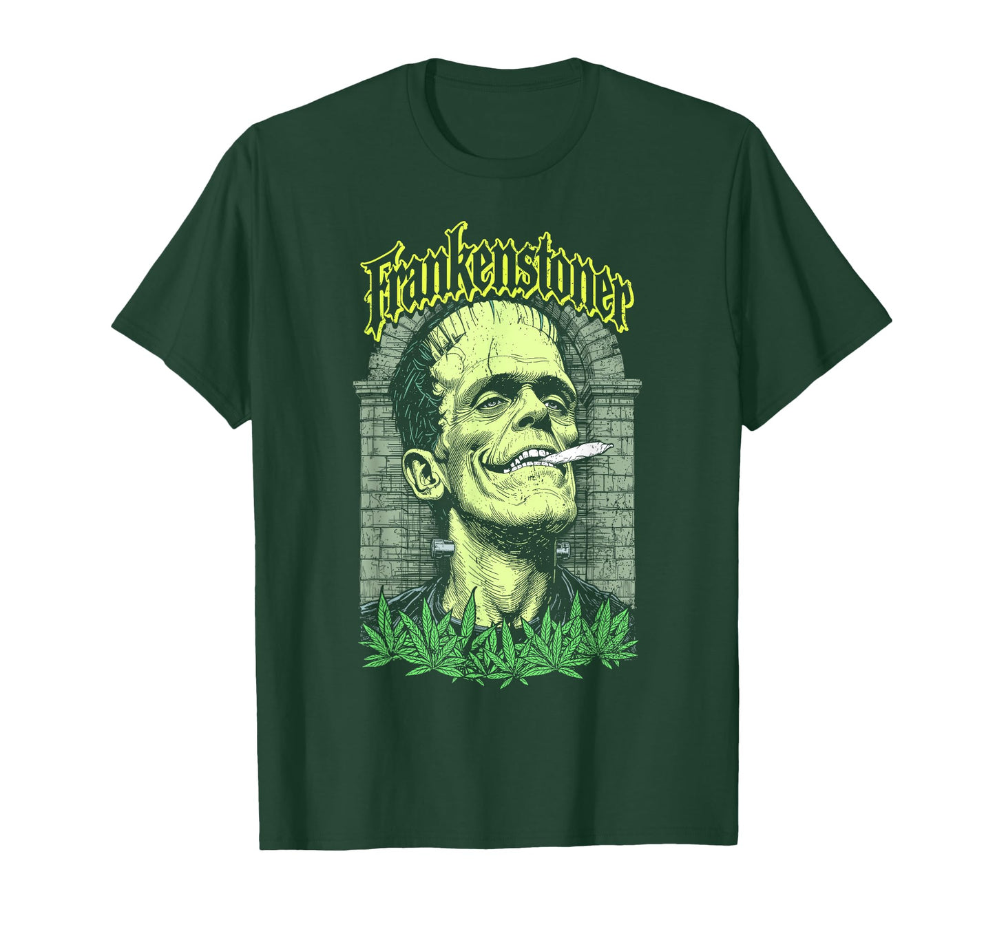 Funny Weed Frankenstein Frankenstoner Stoner Halloween 420 T-Shirt