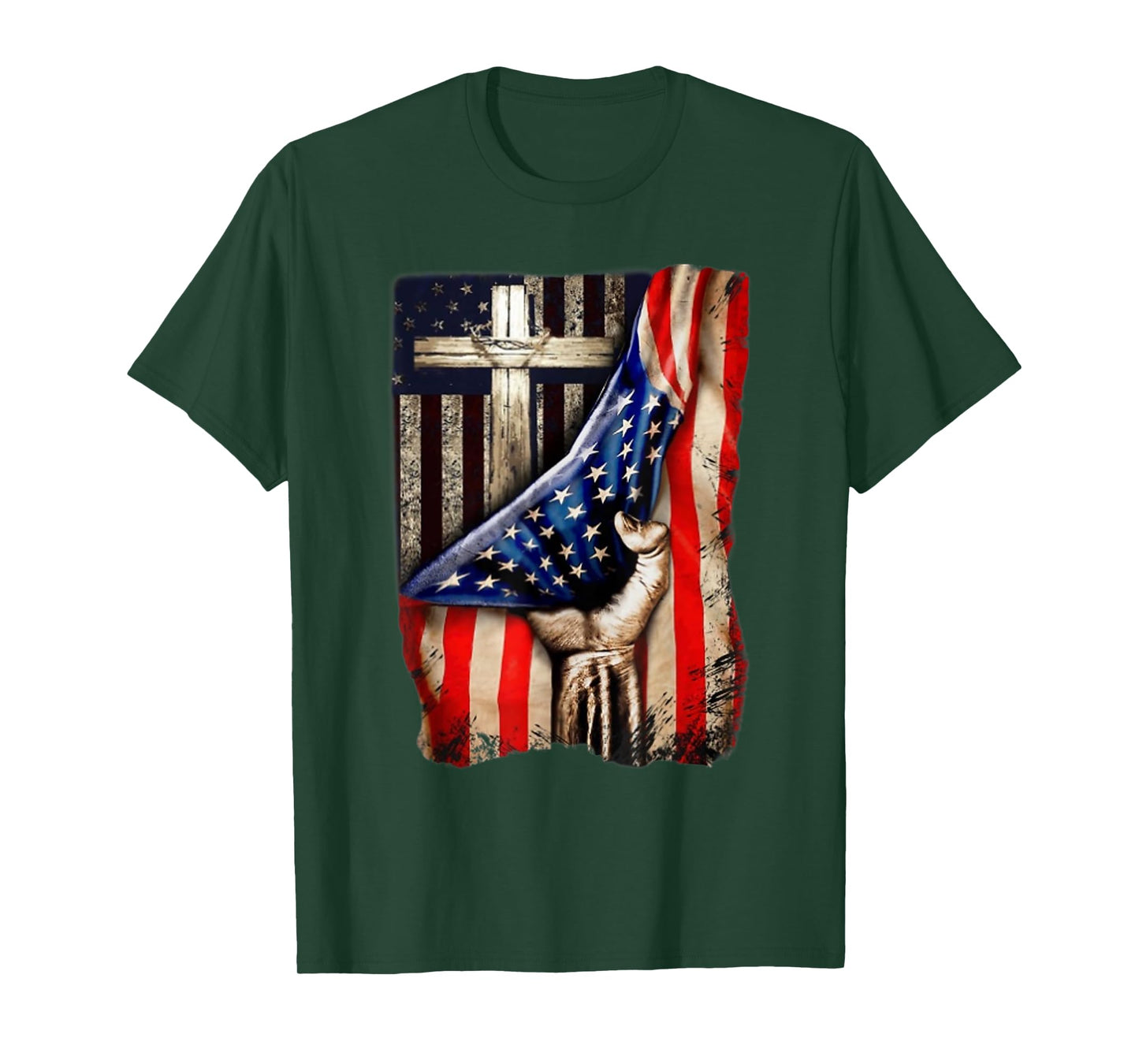 Cross Christian American Flag Hand Pride T-Shirt
