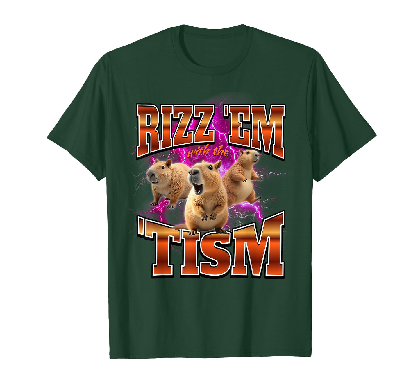 Autism Capybara Rizz Em With The Tism Brainrot Funny Meme T-Shirt