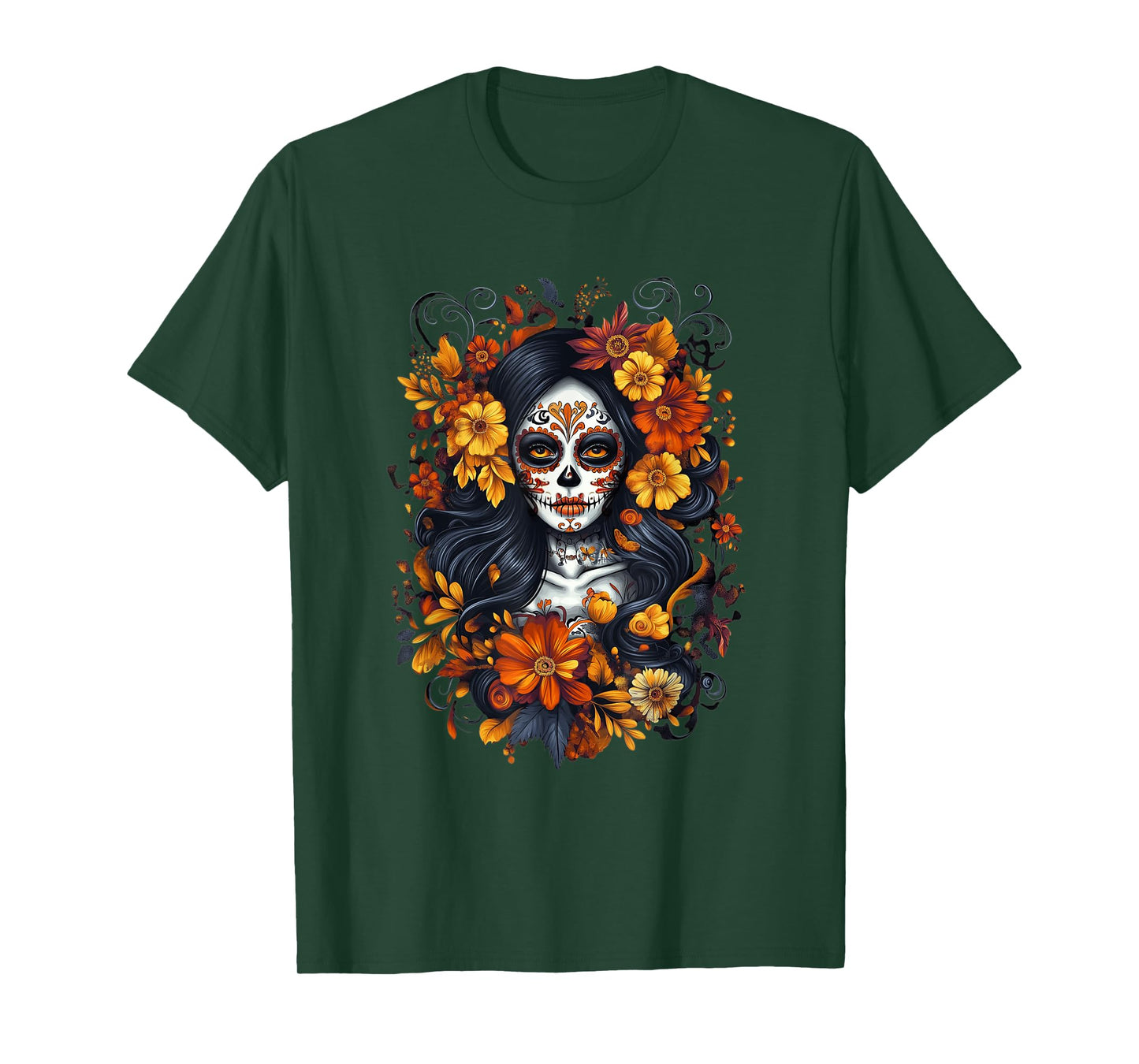 De Los Muertos La Catrina Day Of Dead Sugar Skull Halloween T-Shirt