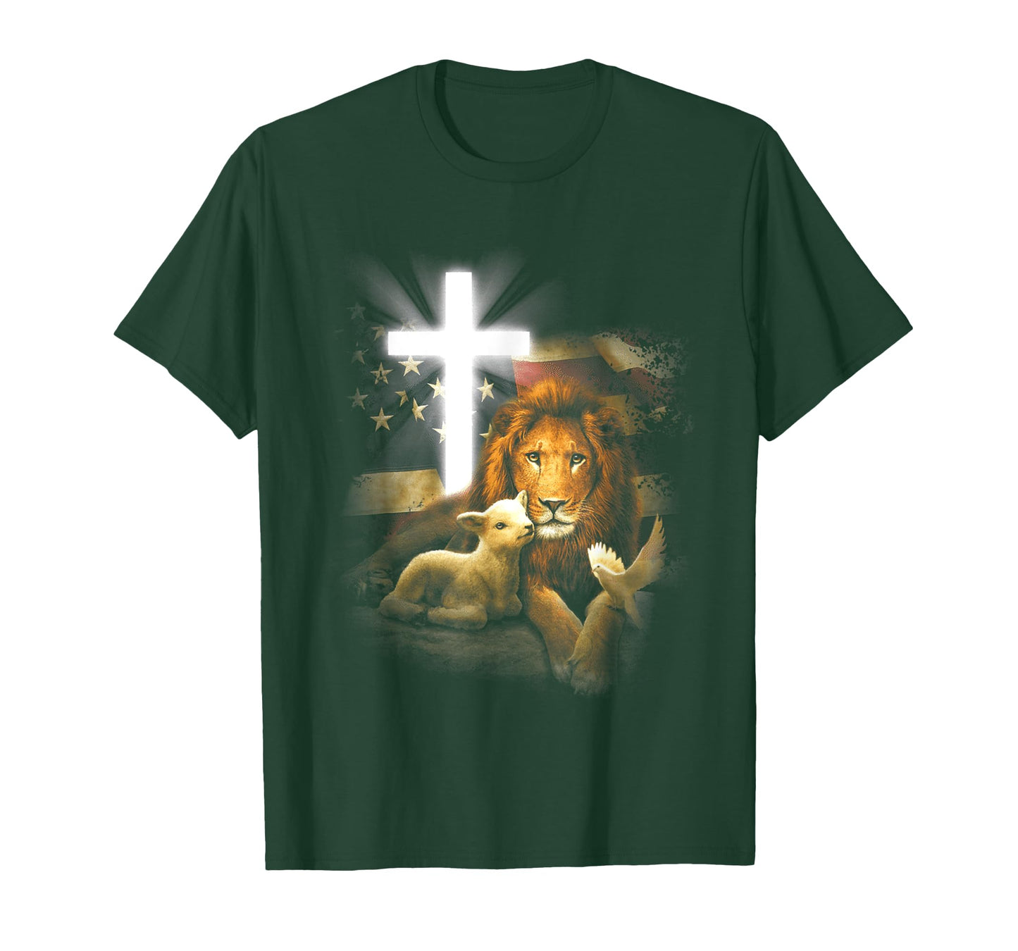 Lion And Lamb Cross Jesus Christ T-Shirt