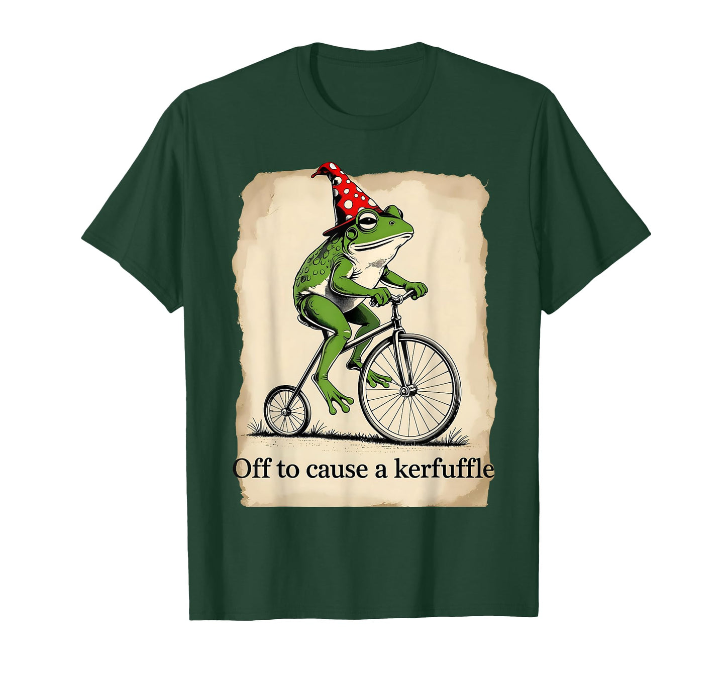 Funny Frog Riding Penny-Farthing Off to Cause a Kerfuffle T-Shirt