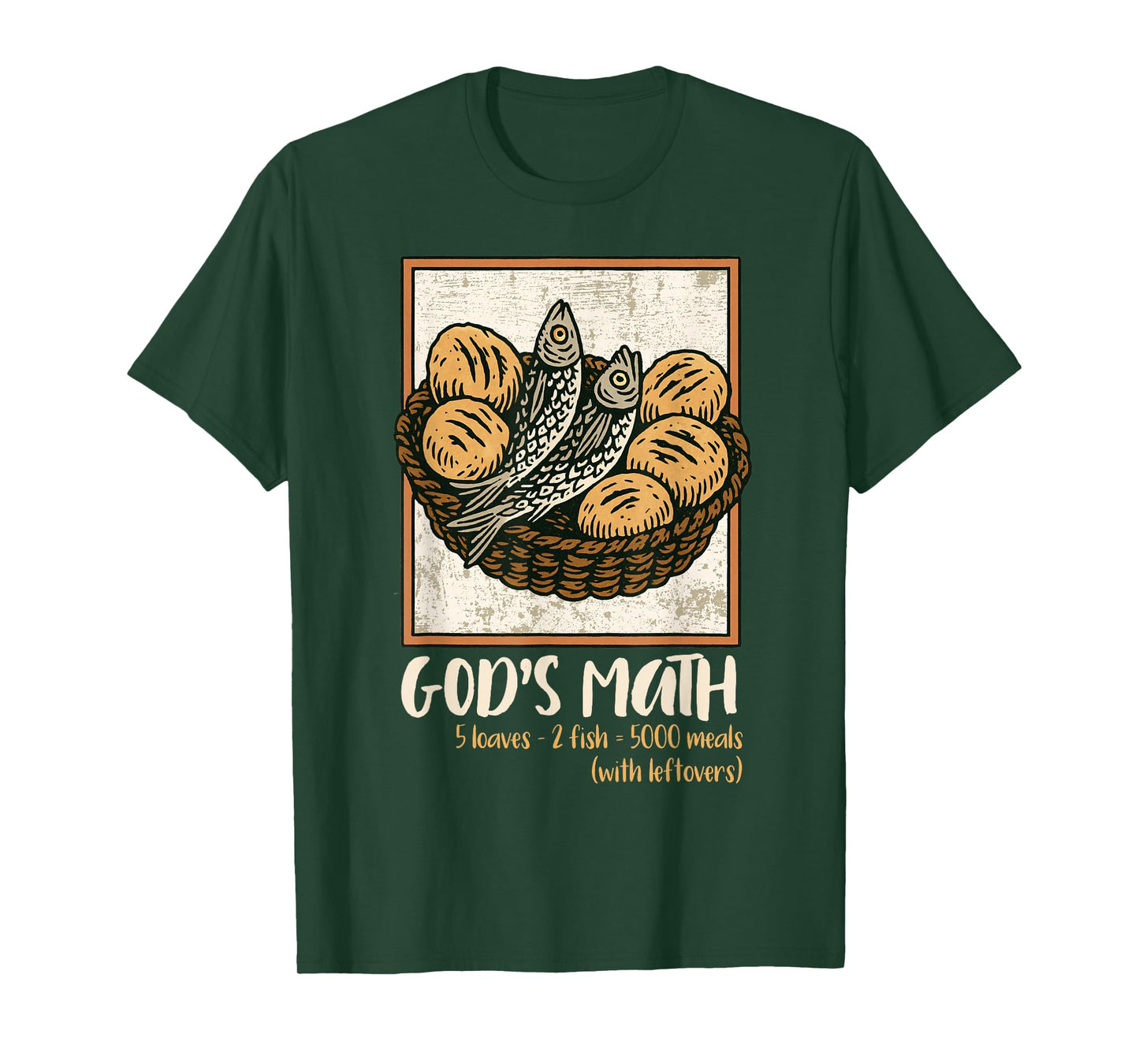 Bible Verse Christian Jesus Fishes & Loaves God's Math T-Shirt