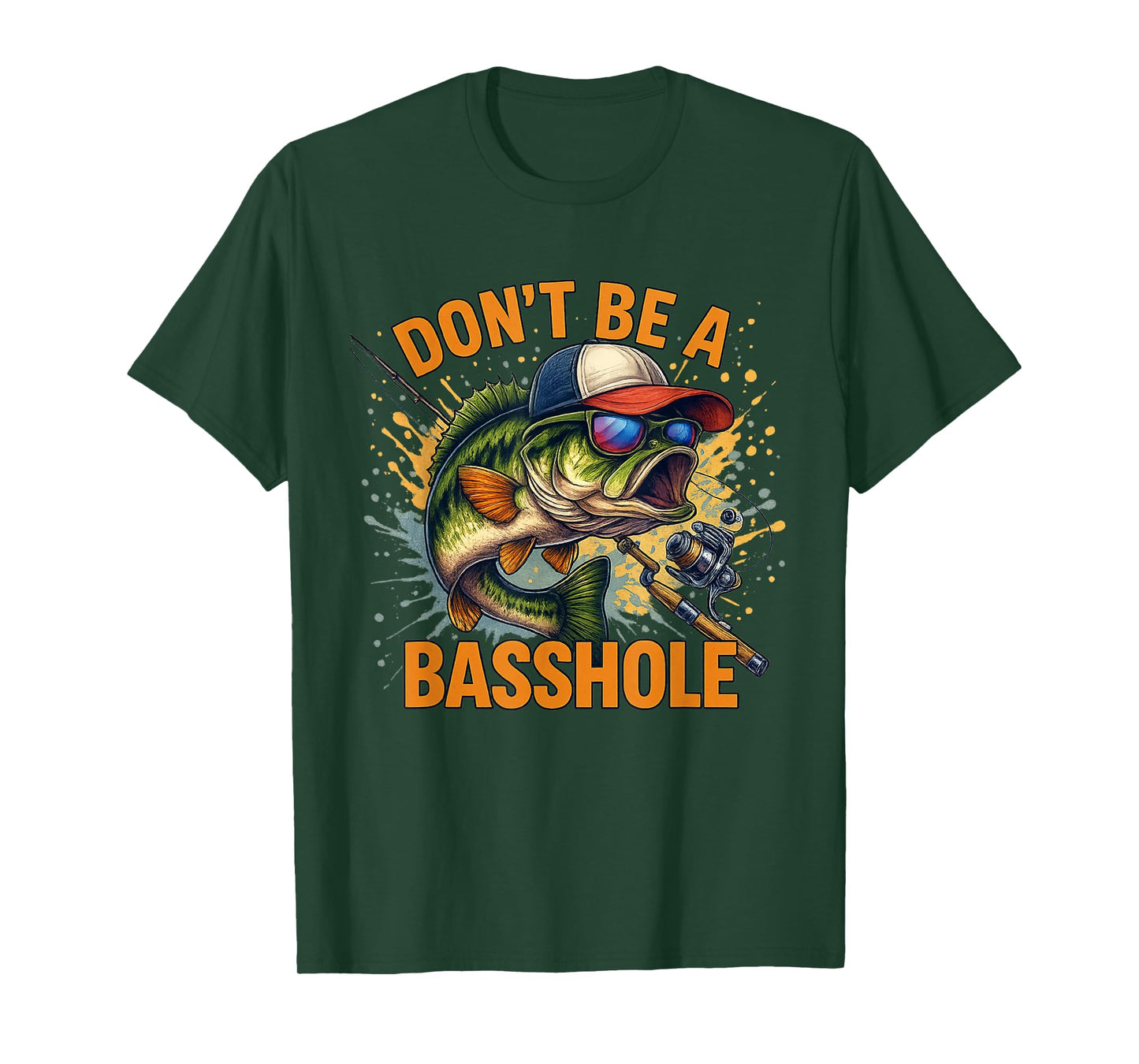 Don't Be A Basshole Bass Fish Funny Fishing Watercolor T-Shirt