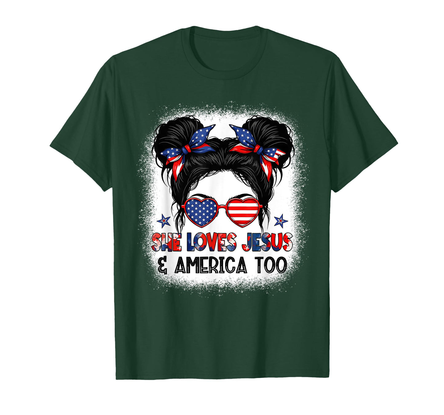 American Flag She Loves Jesus & America Too Christian Jesus T-Shirt