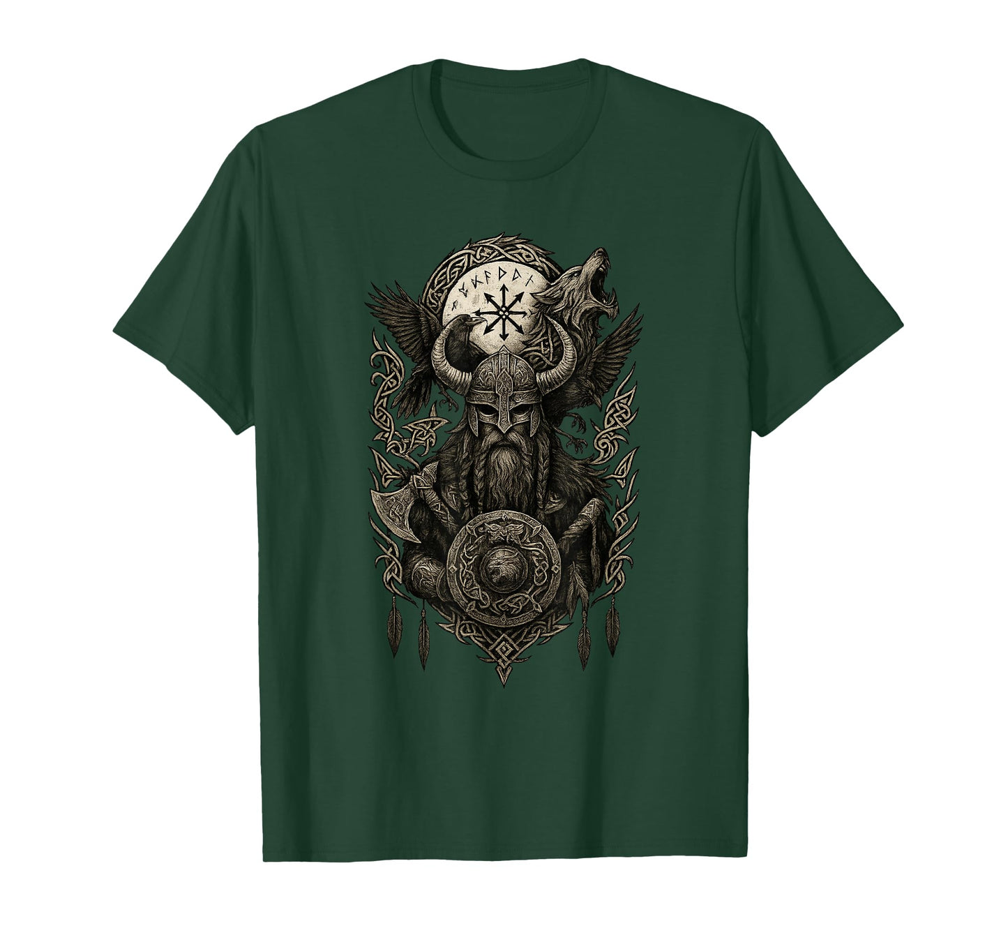 Viking Odin Hugin & Munin Vegvisir Viking Gifts Wolf T-Shirt