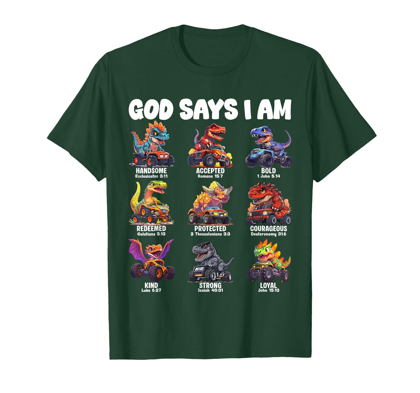 God Says I Am Christian Religion Dinosaur Teenager Boys T-Shirt