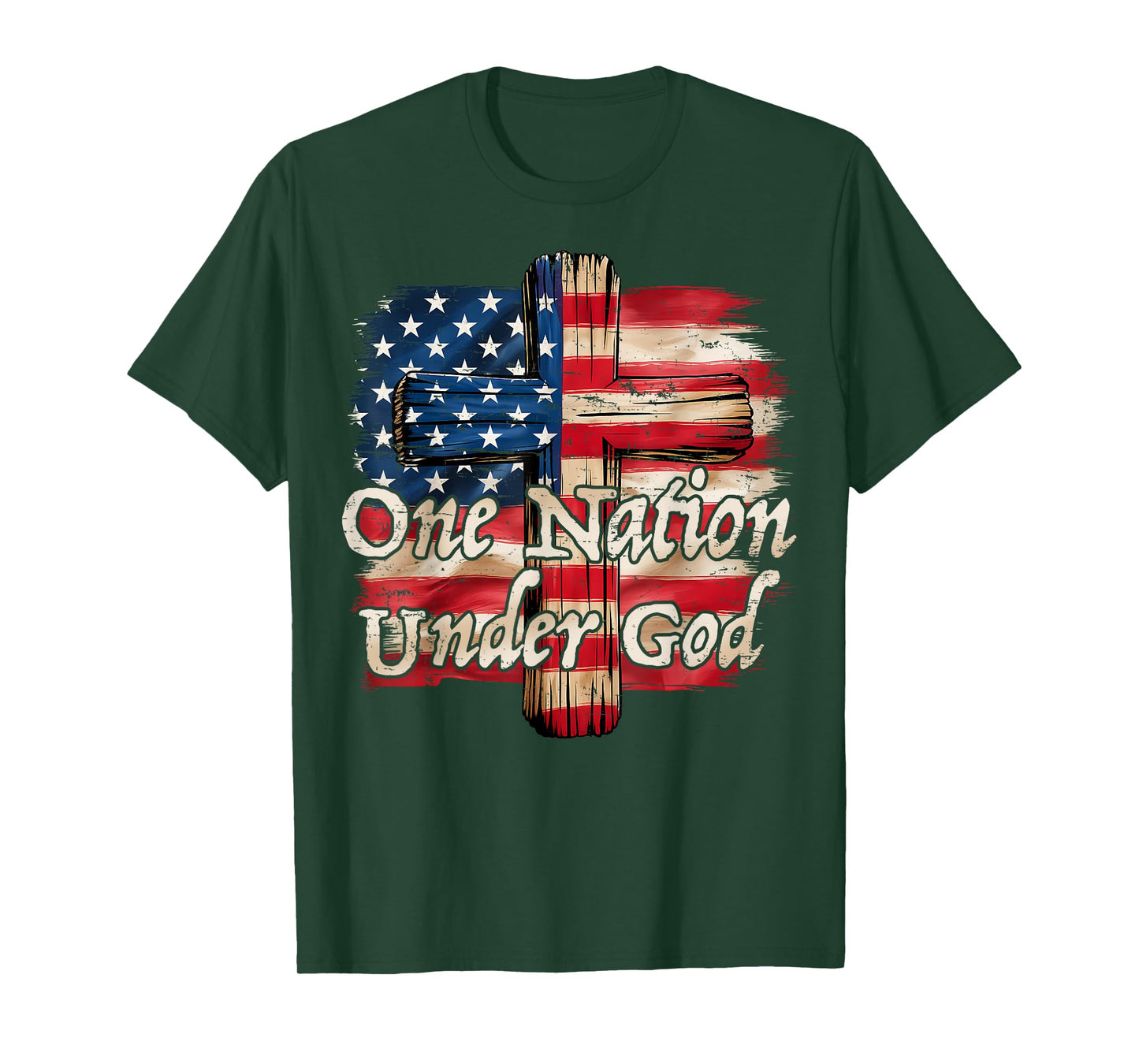 Vintage US Flag One Nation Under God 4th of July Patriotic T-Shirt