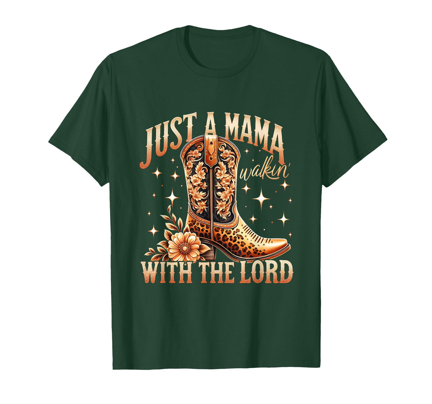 Cowboy Boot Religious Mom Western Mama Walking With The Lord T-Shirt