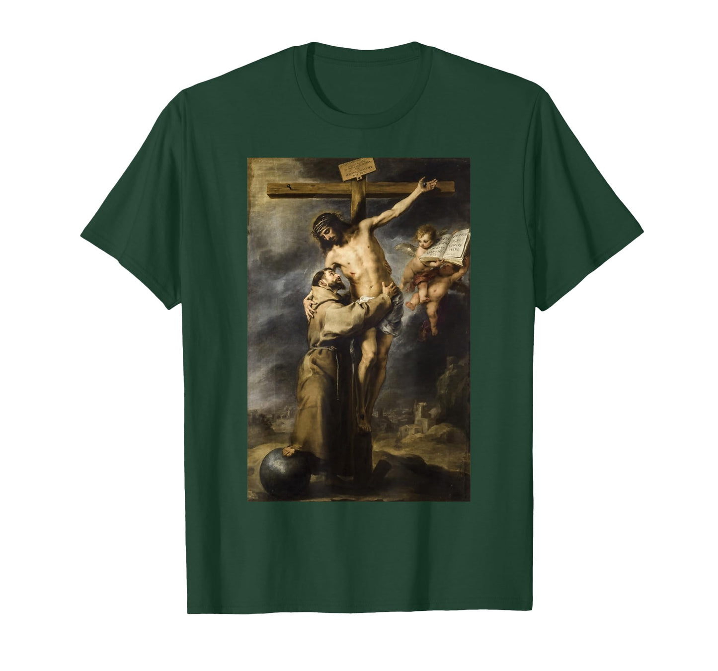 Saint Francis Embracing Christ on the Cross Painting Murillo T-Shirt