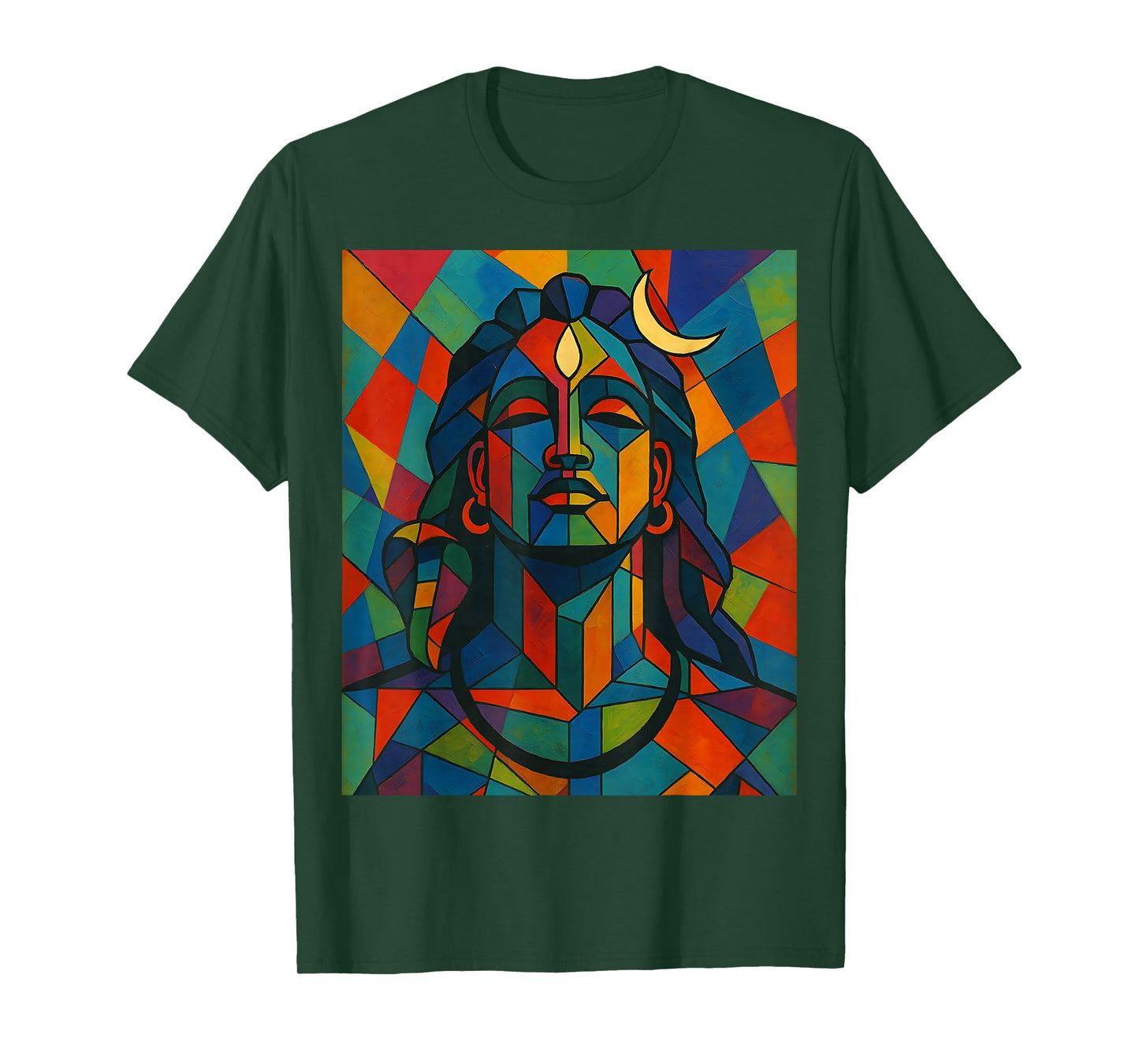 Adiyogi Shiva Modern Cubist Stained Glass Style God of Yoga T-Shirt