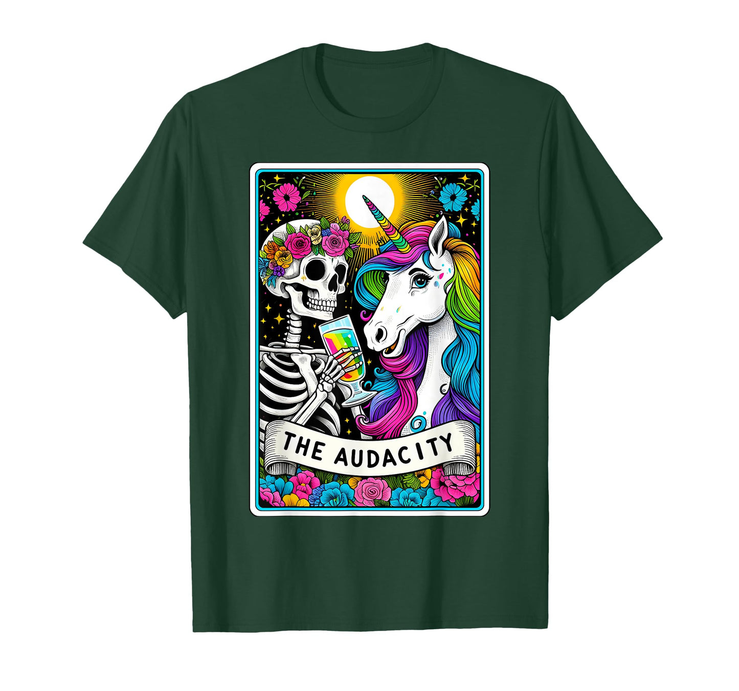 The Audacity Tarot Card Funny Unicorn Skeleton Girly Women T-Shirt