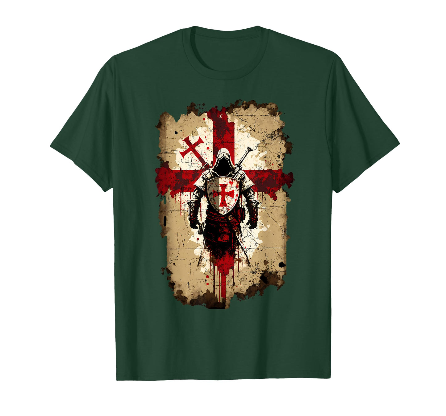 Knights Templar Crusader Cross Soldier of Christ Flag T-Shirt