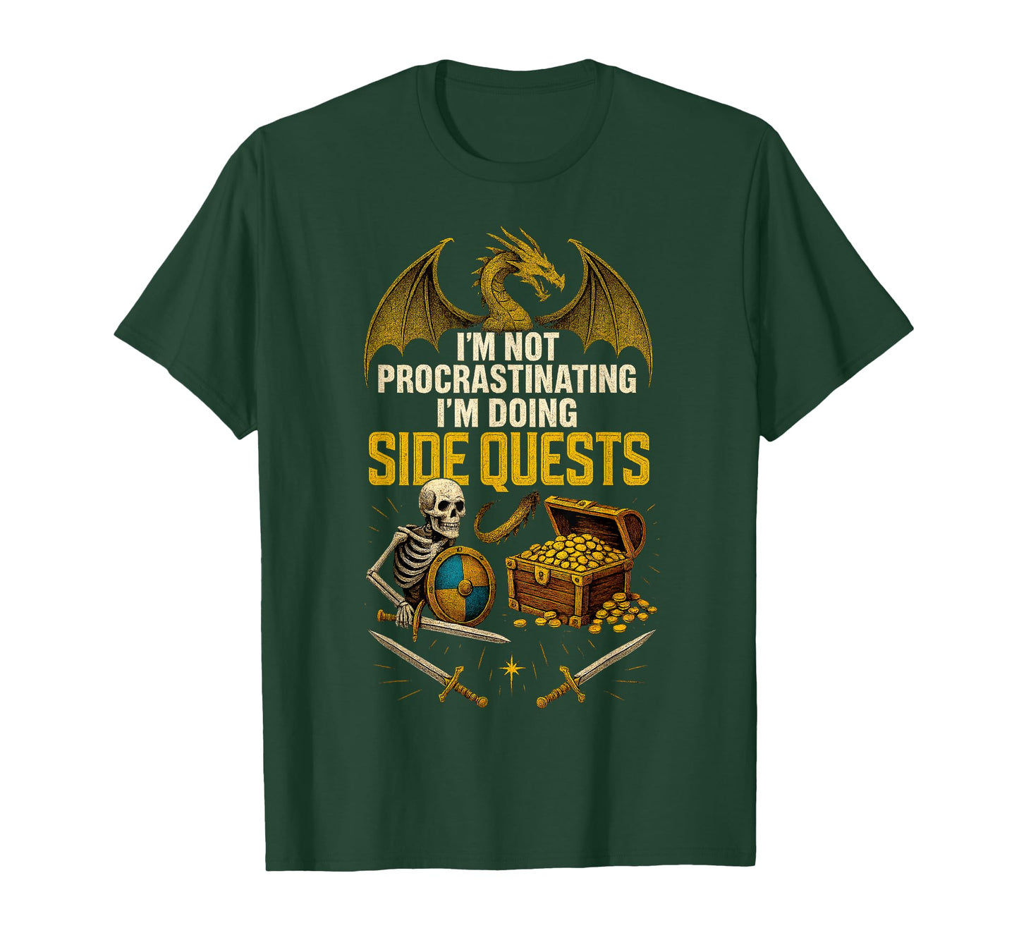 RPG Gamer Not Procrastinating I'm Doing Side Quests Dragon T-Shirt
