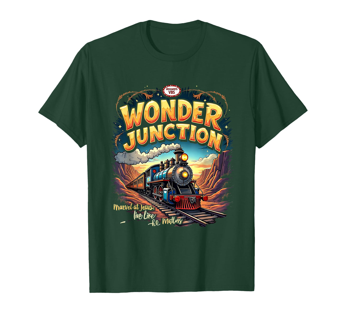 Vintage Wonder Junction VBS Train Theme Christian Graphic T-Shirt