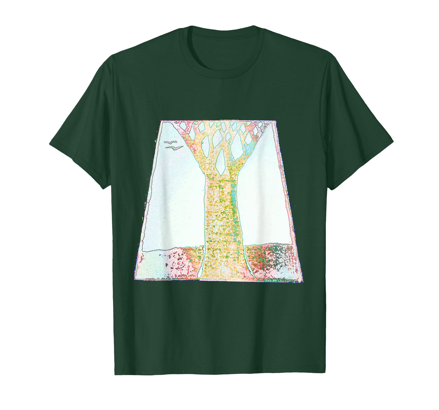 Artistic Tree Birds Trapezoid T-Shirt