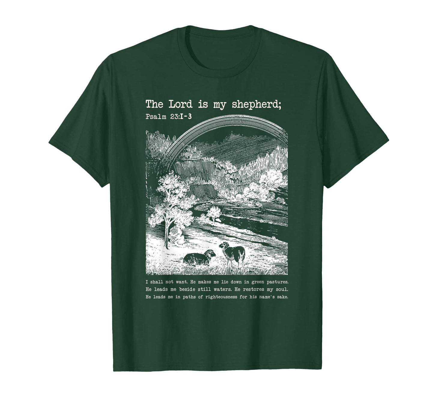 The Lord is My Shepherd Butterfly Art - Psalm 23:1 Religious T-Shirt