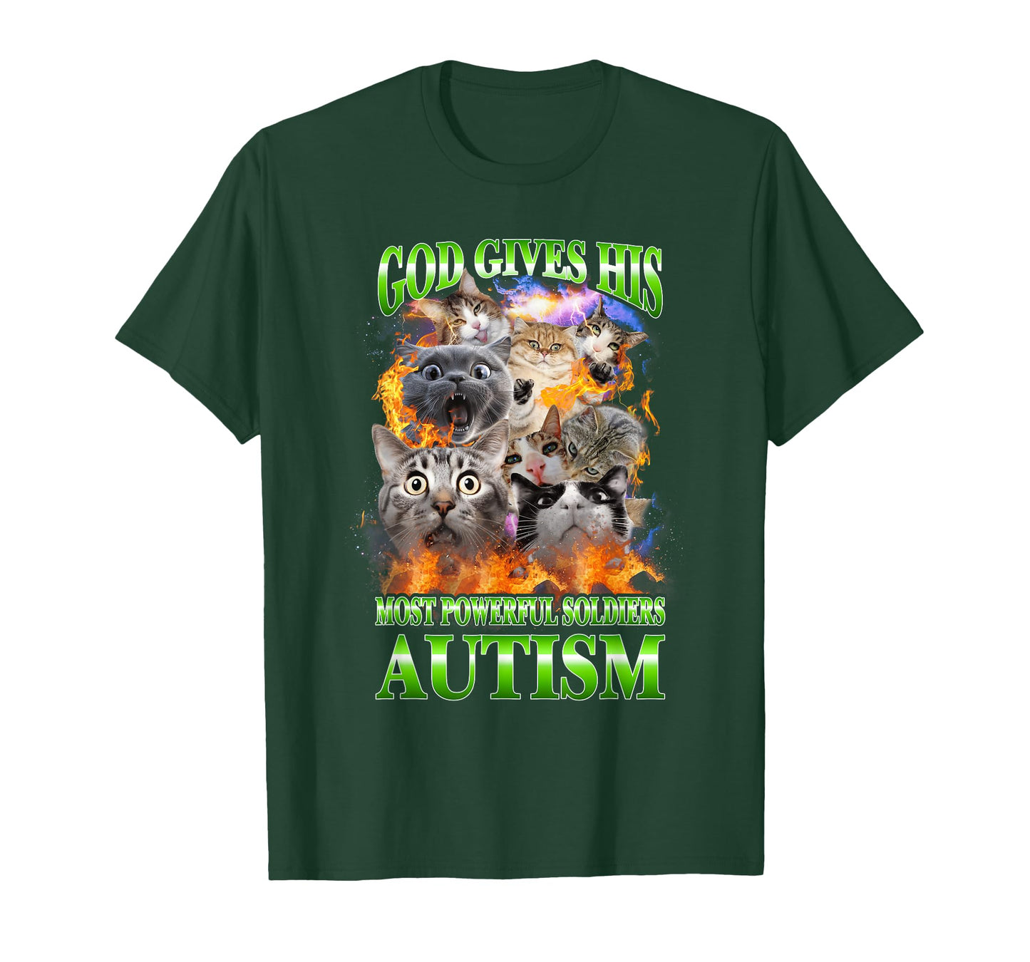 God Gives His Most Powerful Autism Funny Cat Meme Bootleg T-Shirt