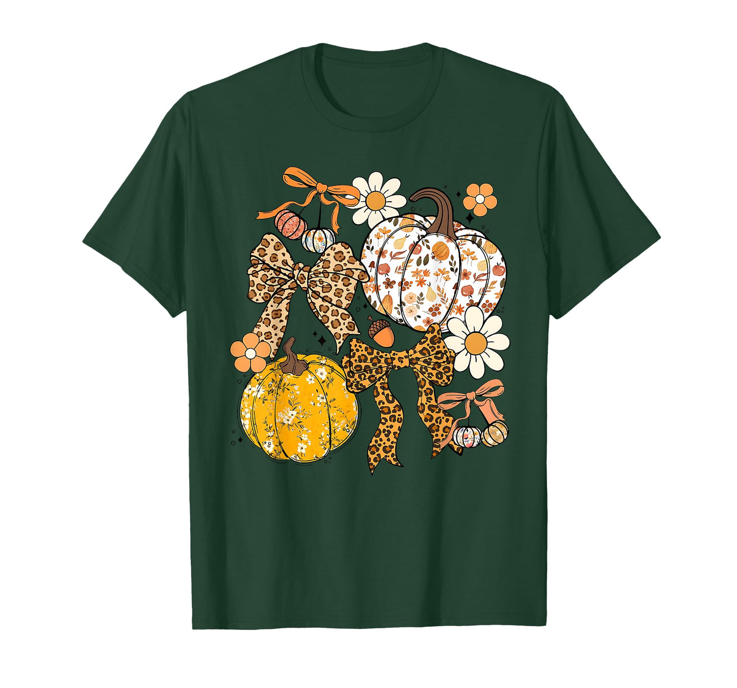 Retro Pumpkin Coquette Bow Fall Autumn Halloween Girl Women T-Shirt