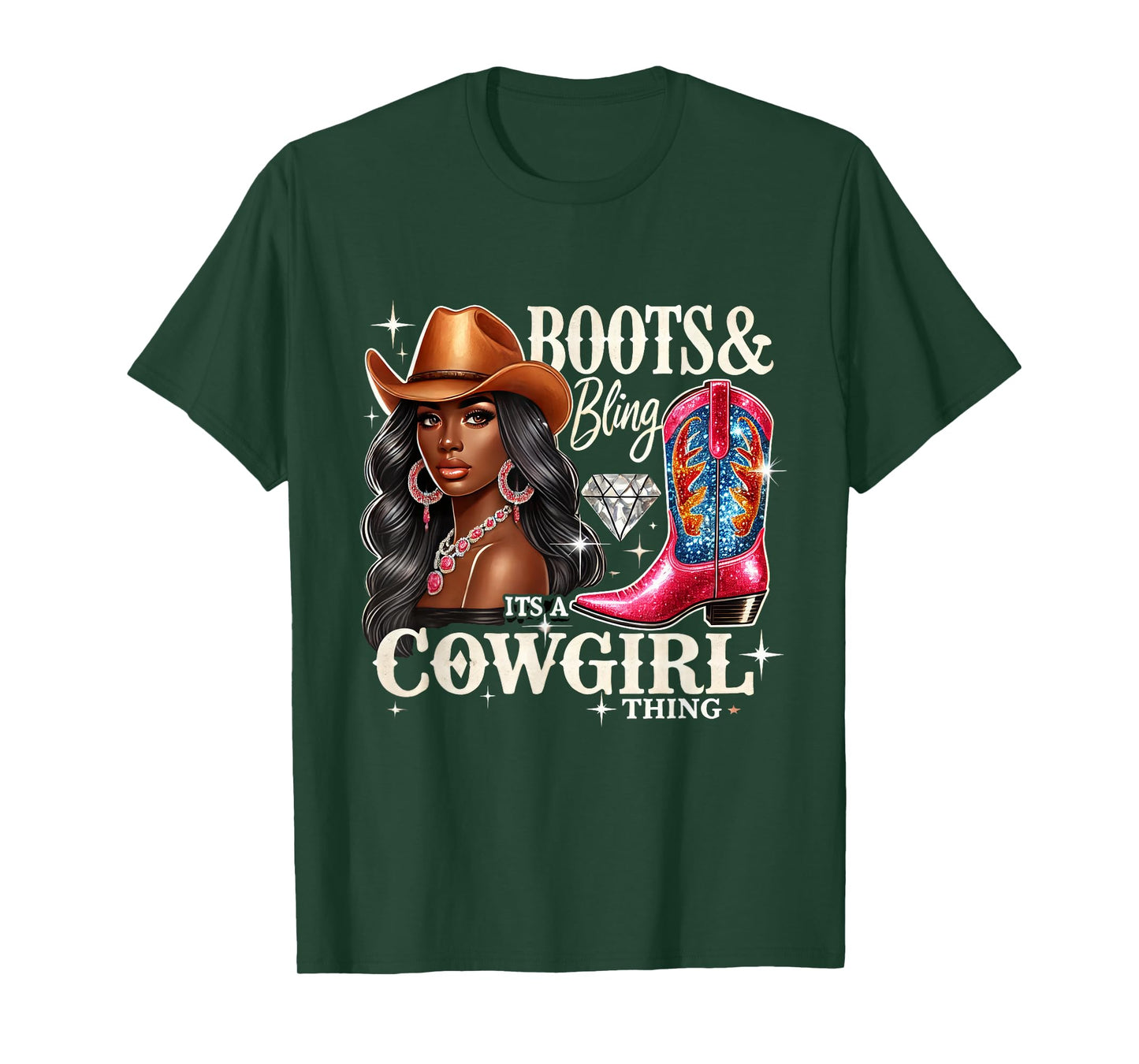 Boots & Bling its a Cowgirl Thing Cowgirl Melanin Rodeo T-Shirt