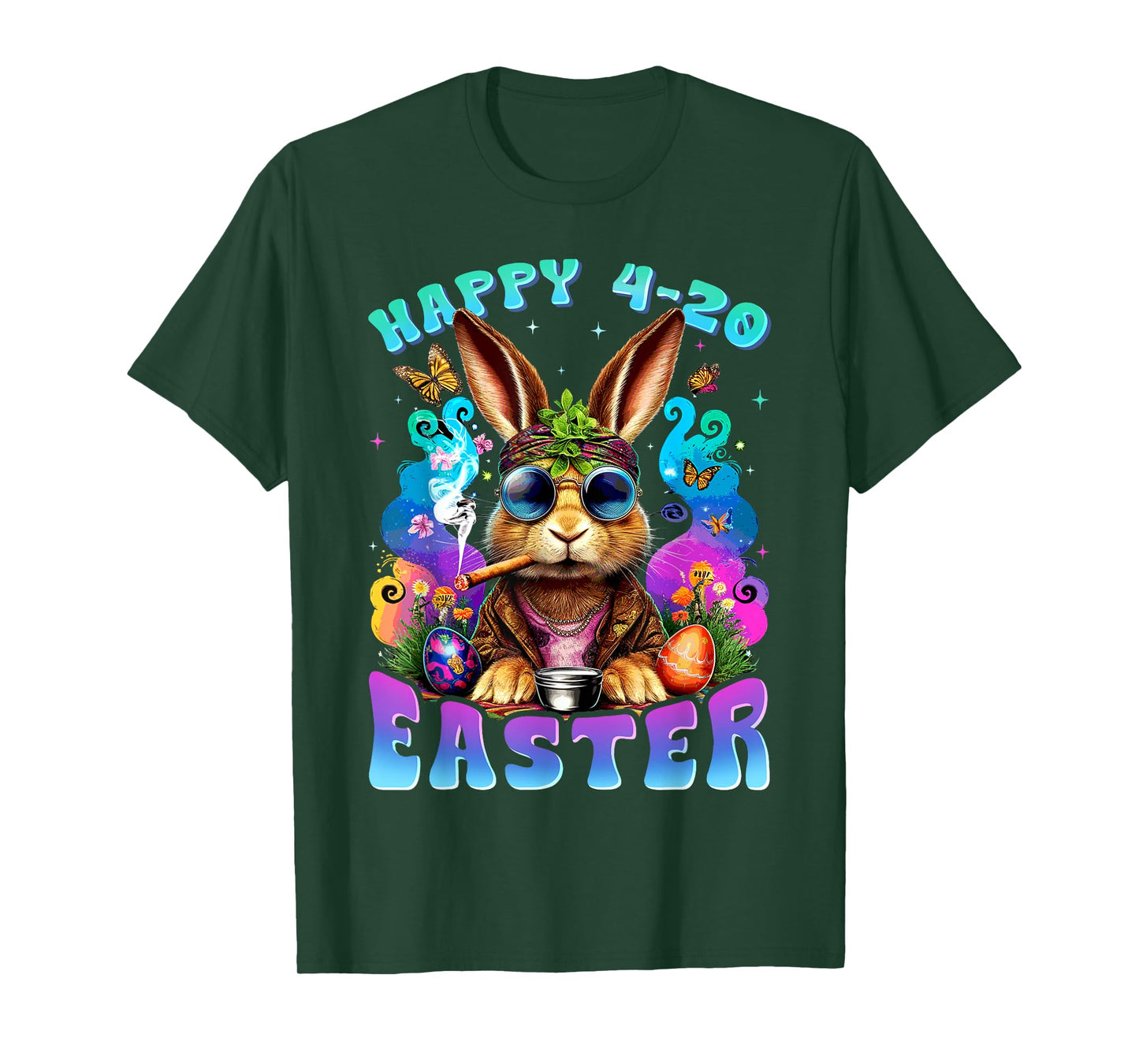 Happy 420 Easter Funny Smoking Easter Bunny Men Women T-Shirt
