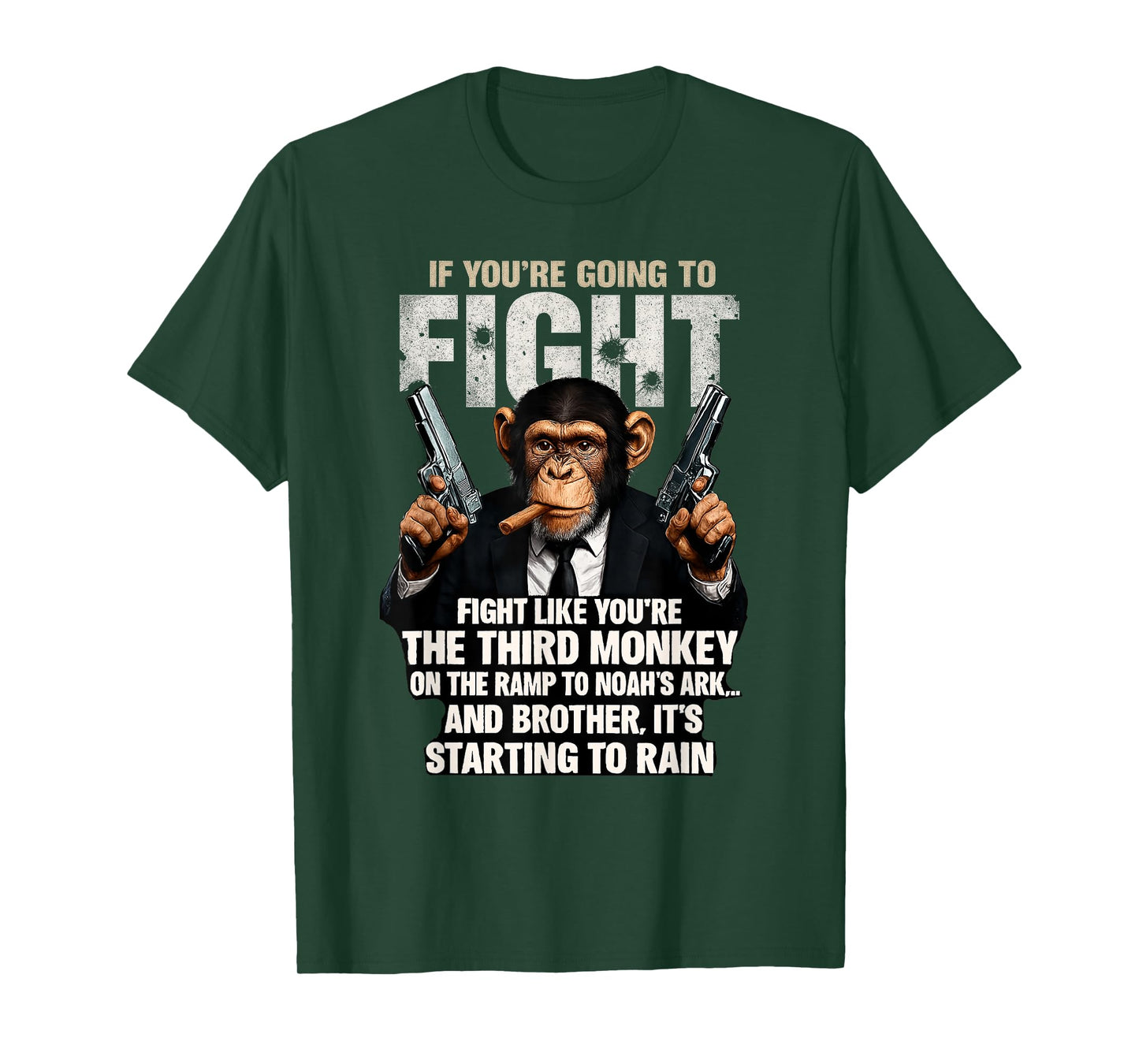 Fight Like The Third Monkey Noah Ark Rain Funny T-Shirt
