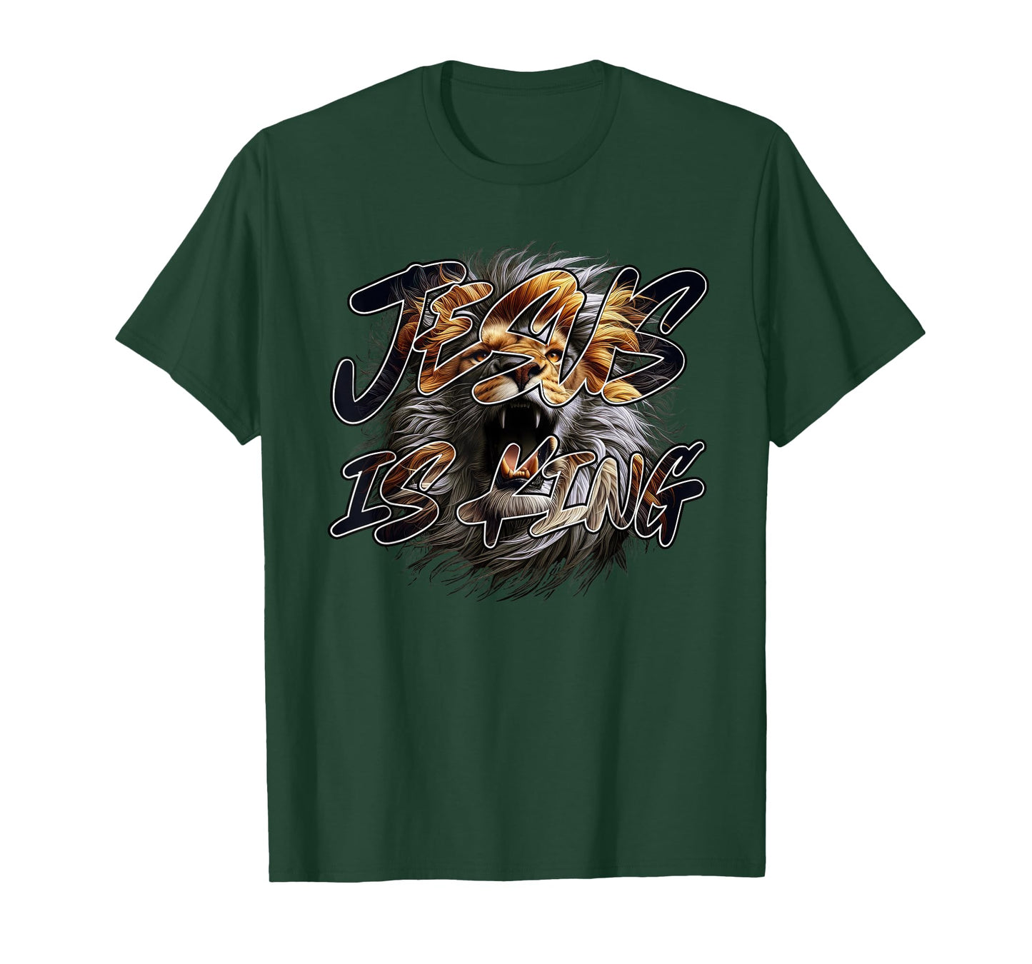 Christian Jesus is King with Striking Lion of Judah Graphics T-Shirt