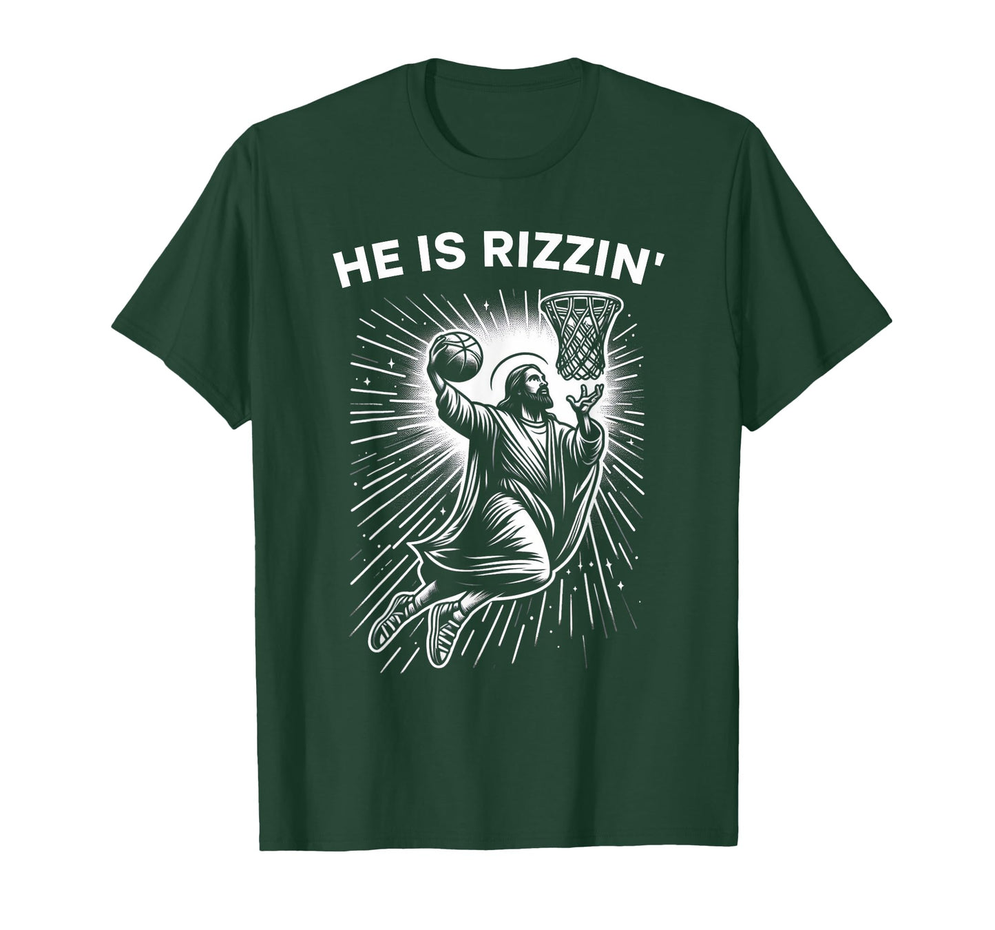 He Is Risen Rizzin' Easter Jesus Christian Faith Basketball T-Shirt