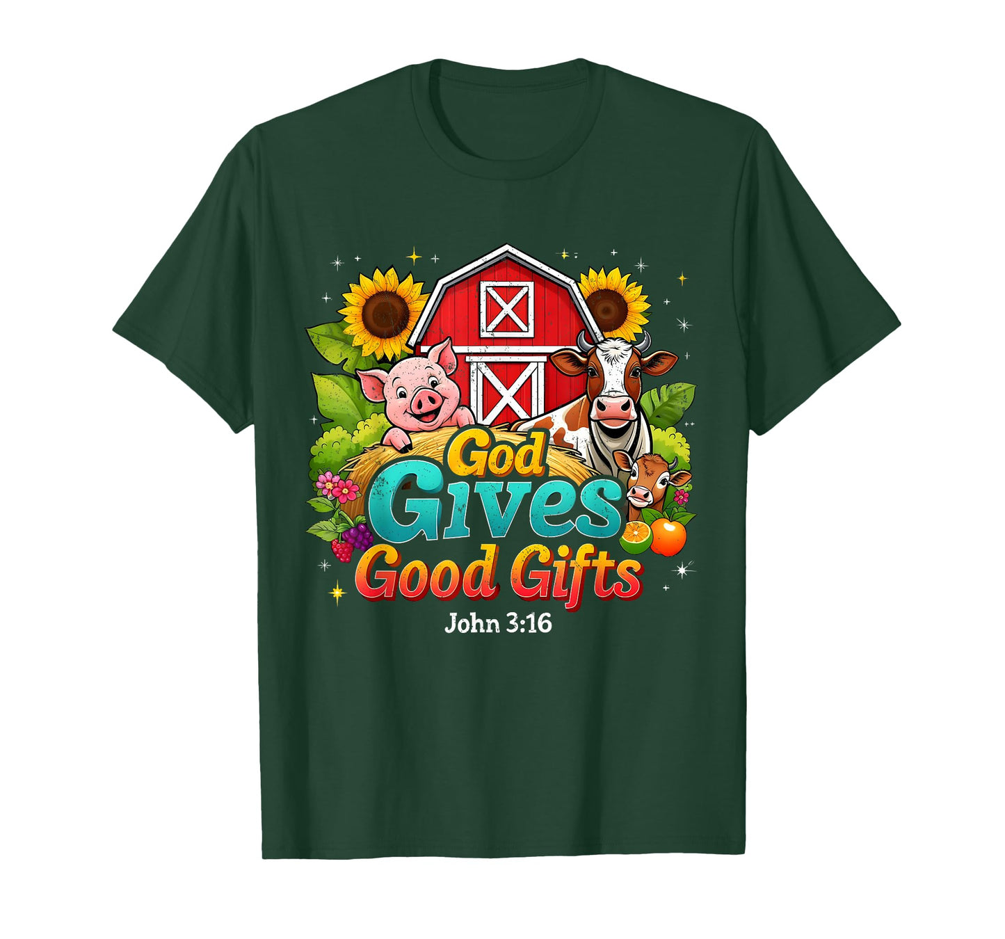 God Gives Good Gifts Farm Bible Verse Yee Haw VBS 2025 T-Shirt