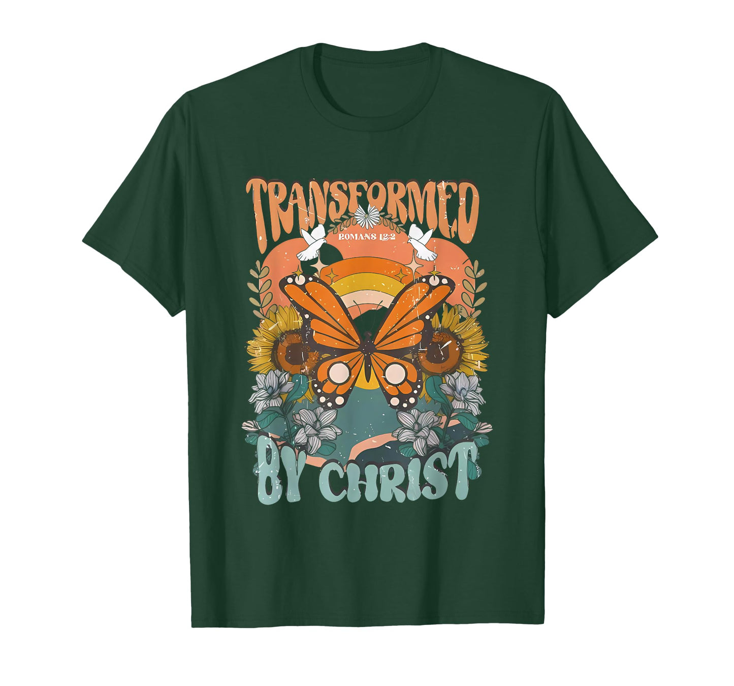 Transformed By Christ Butterfly Christian Jesus Faith Cross T-Shirt