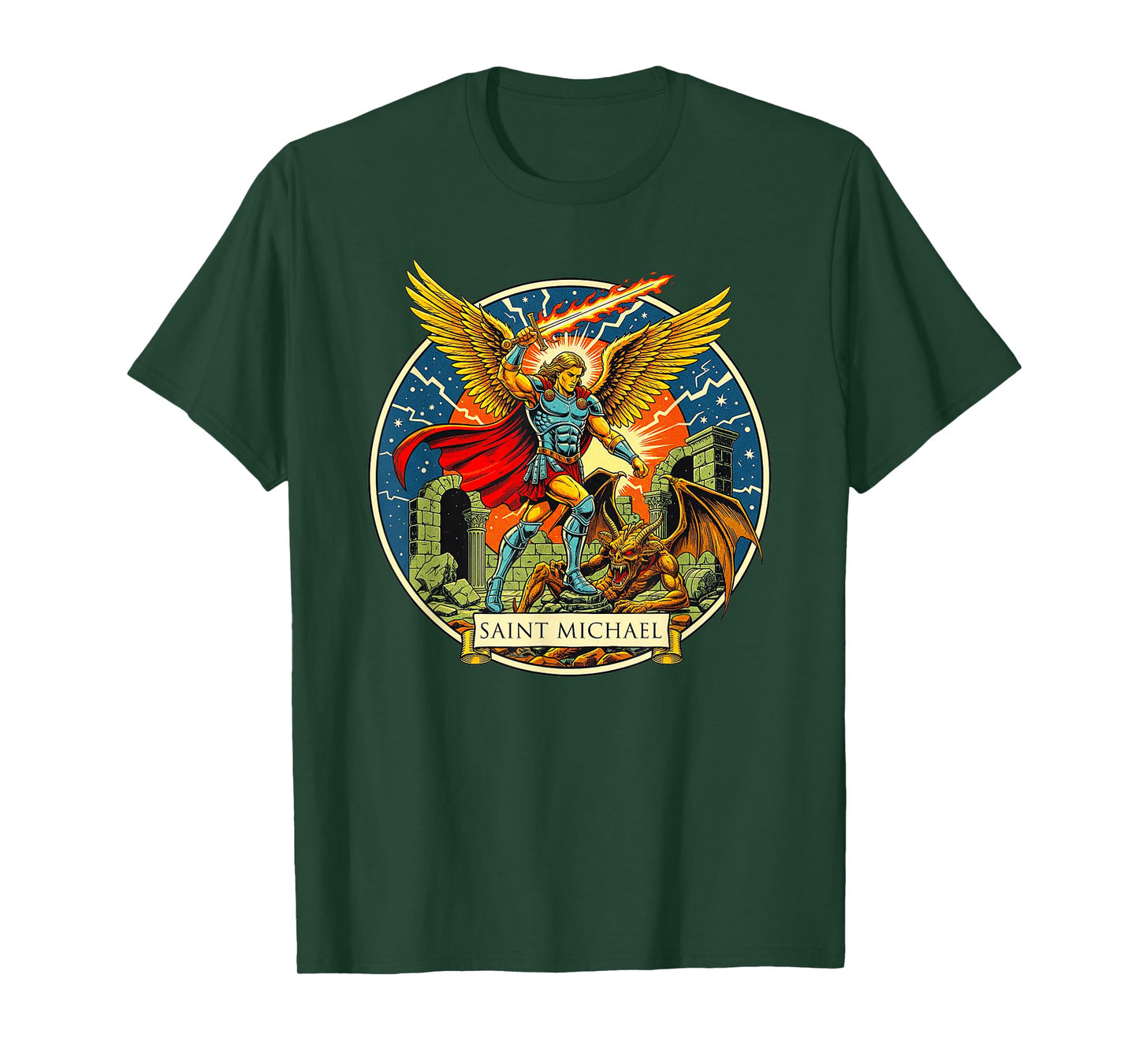 Saint Michael Angelic Warrior Emblem Divine Crest Badge Art T-Shirt