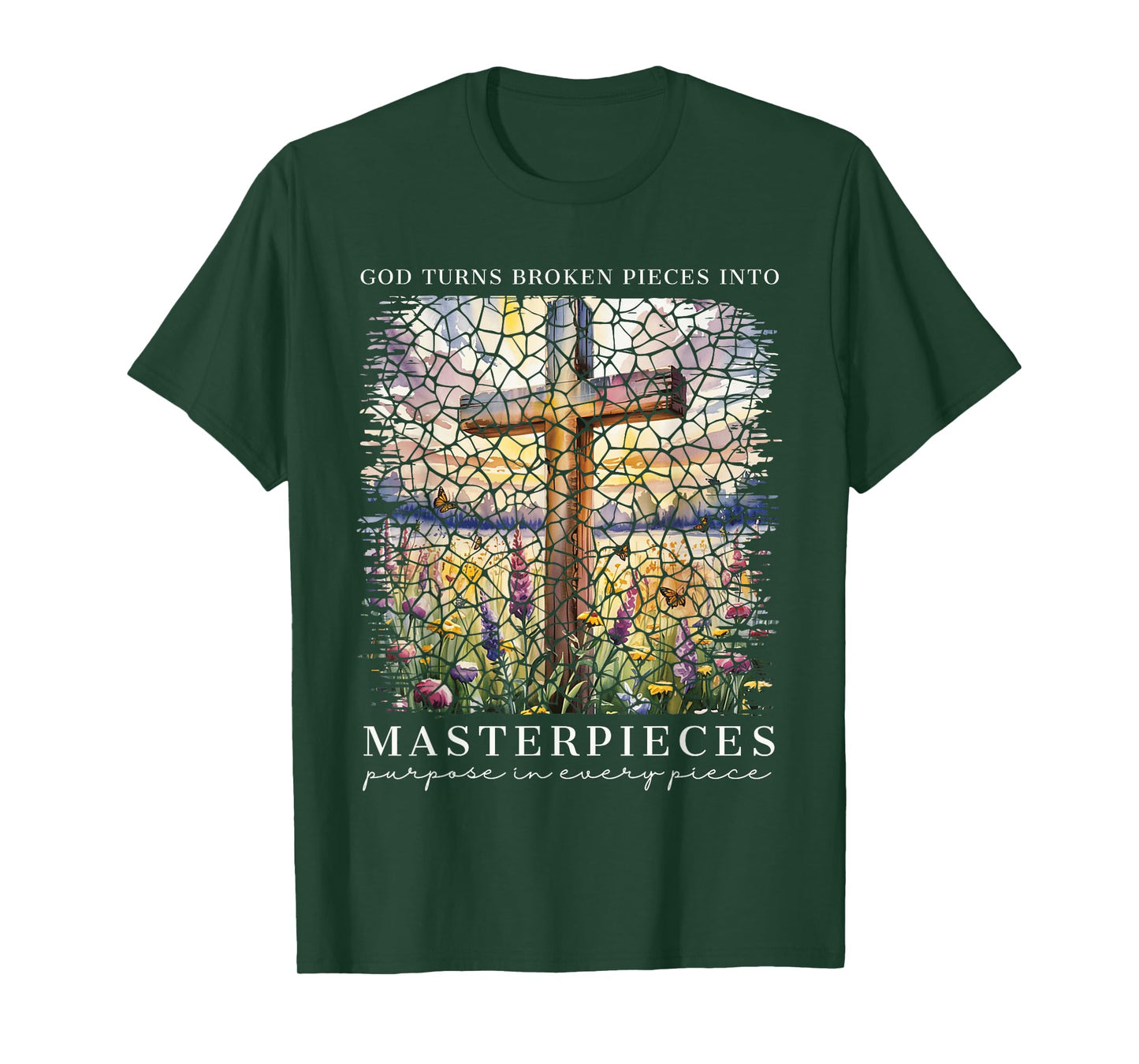 God Turns Broken Pieces Into Masterpieces Christian Faith T-Shirt