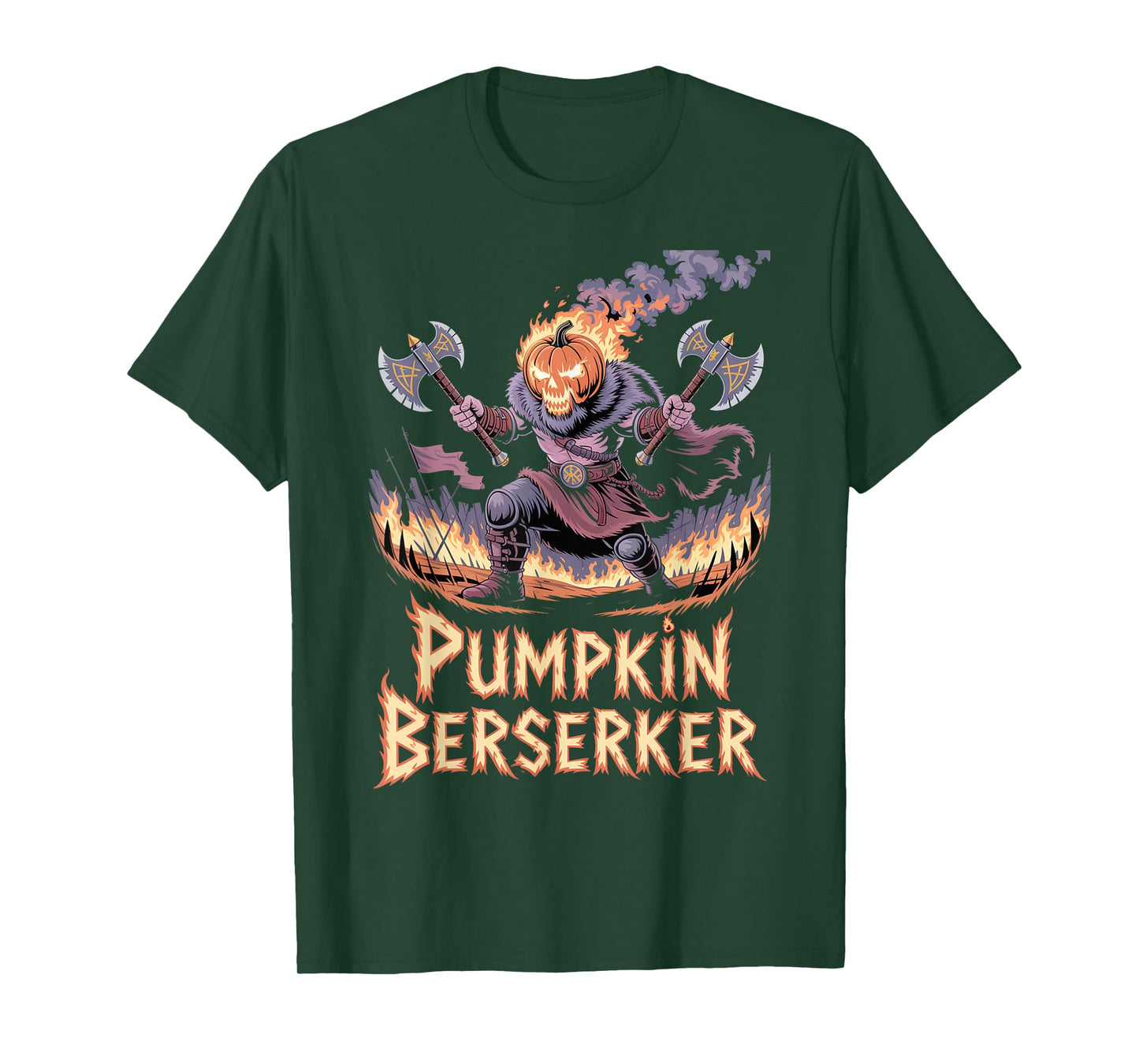 Pumpkin Head Berserker - Funny Viking Warrior Halloween T-Shirt