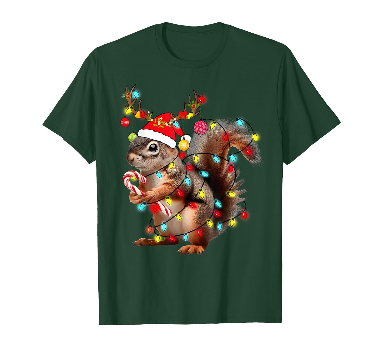 Squirrels Christmas Lights Funny Xmas Squirrel Lover Pajama T-Shirt