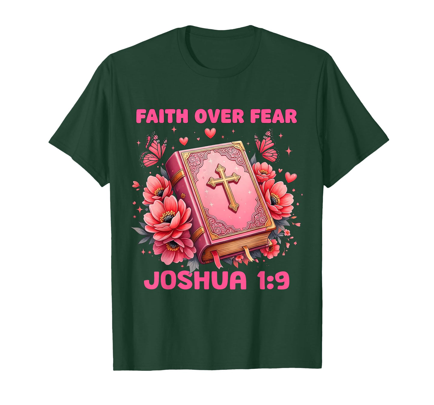 Faith Over Fear Joshua 1:9 Retro Groovy Christian Funny T-Shirt