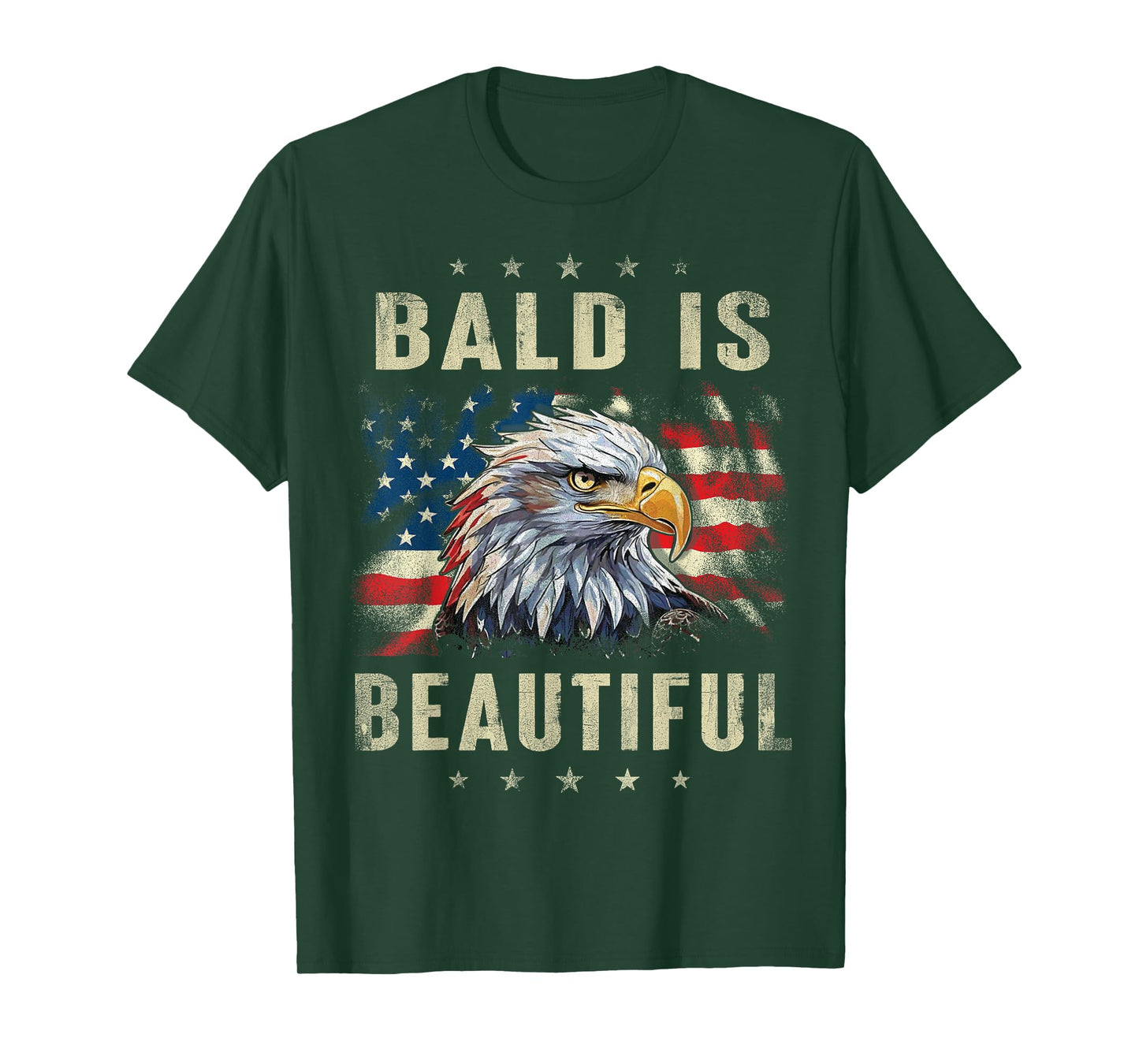 Bald Is Beautiful 4th of July Independence Day America Eagle T-Shirt