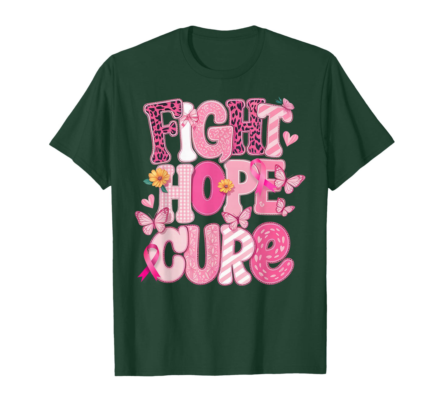 Faith Hope Cure Breast Cancer Awareness T-Shirt