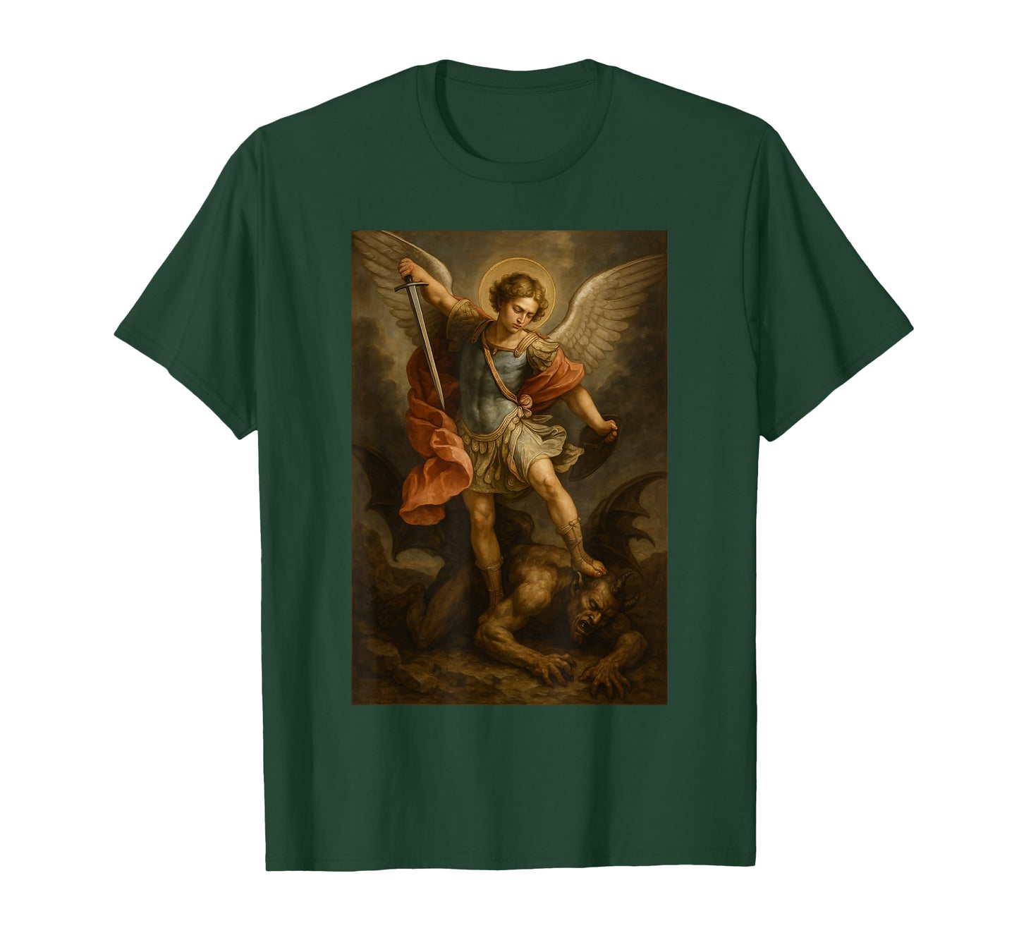 Archangel Michael Defeats Satan - St Michael Prayer T-Shirt