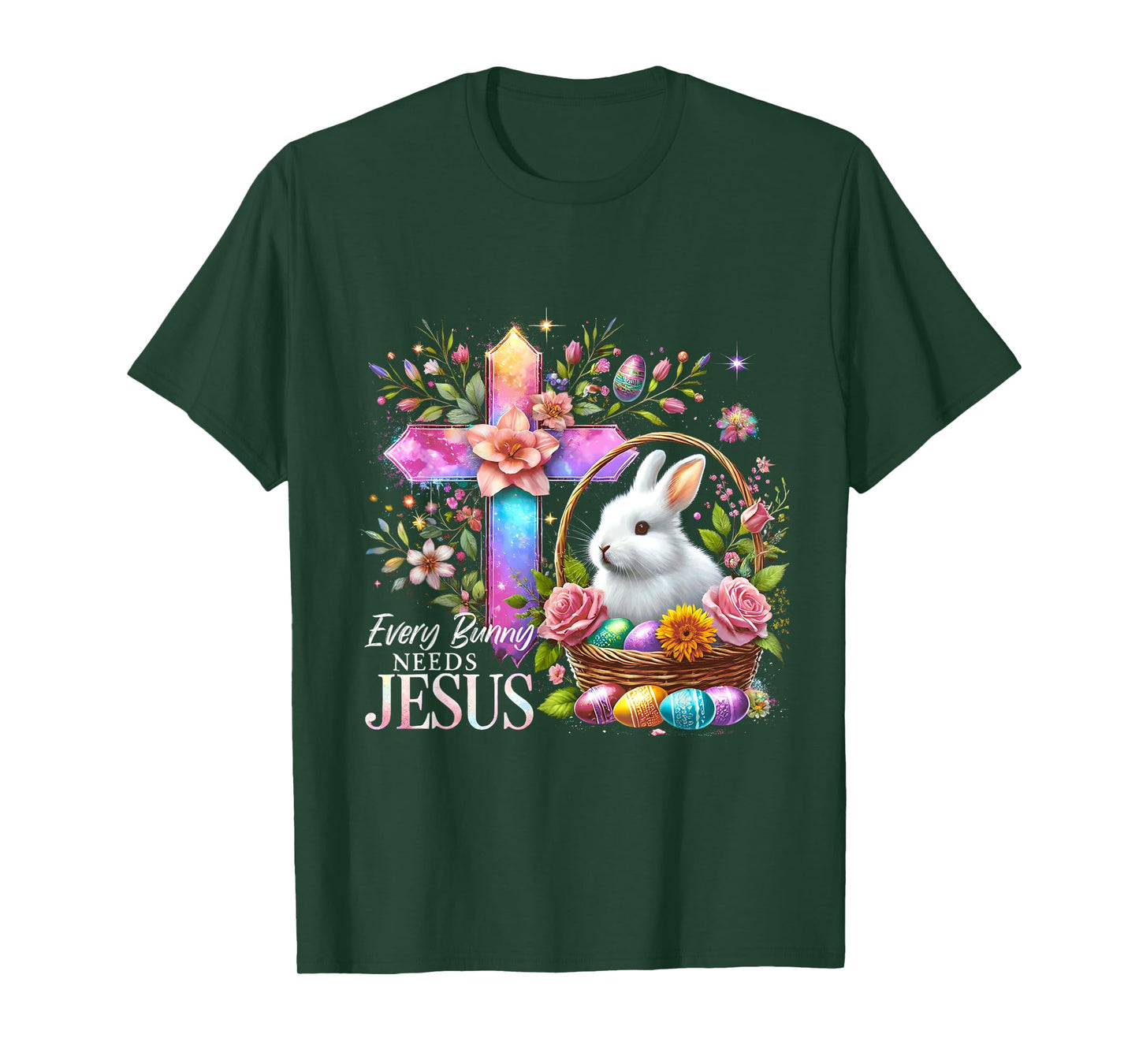Easter Cross Bunny Needs Jesus Rabbit Christian T-Shirt