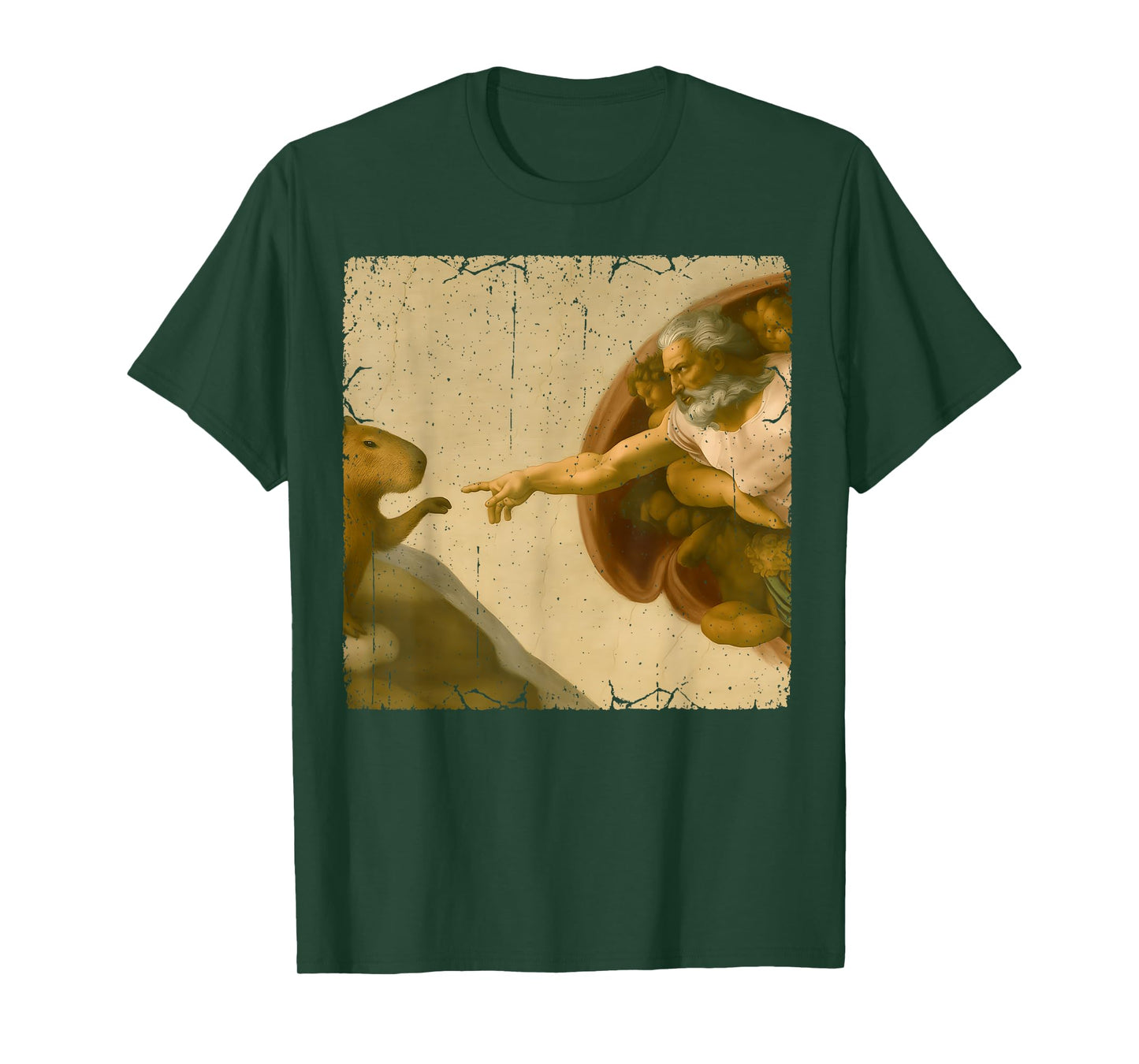 Capybara God Creation of Adam Meme Funny Memes T-Shirt