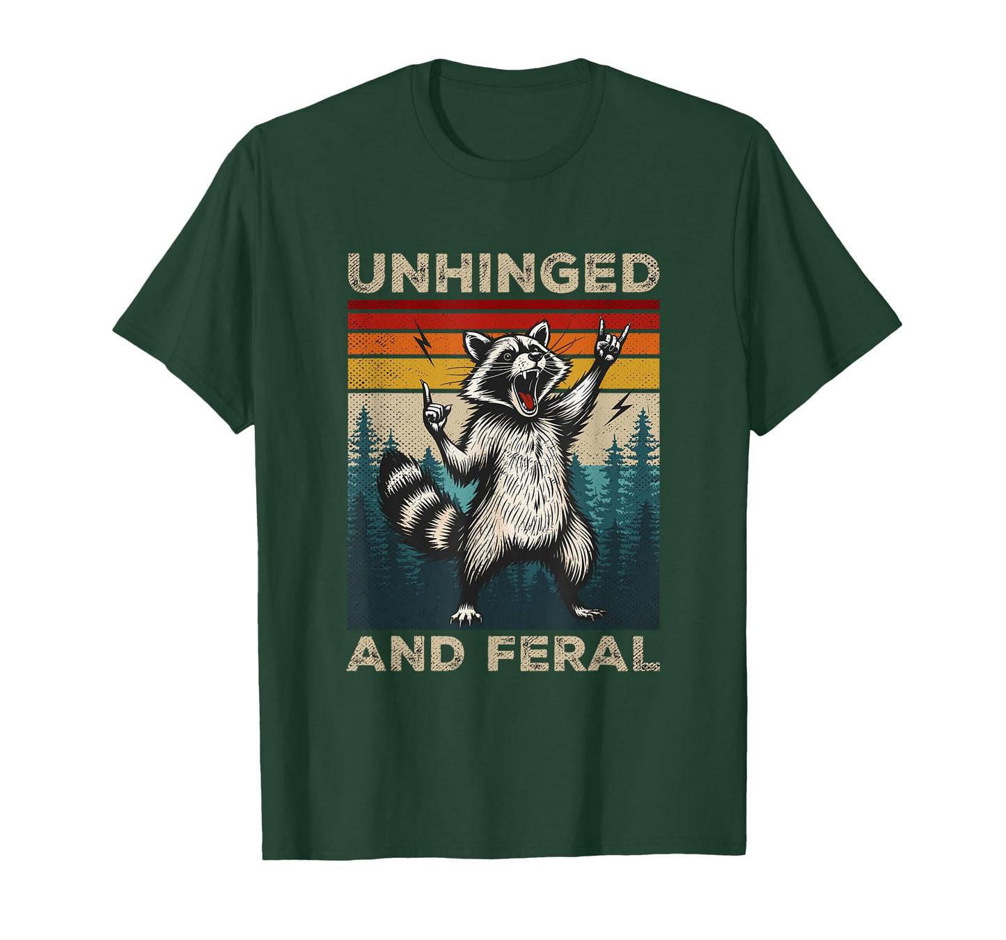 Unhinged And Feral Vintage Rock And Roll Funny Raccoon T-Shirt